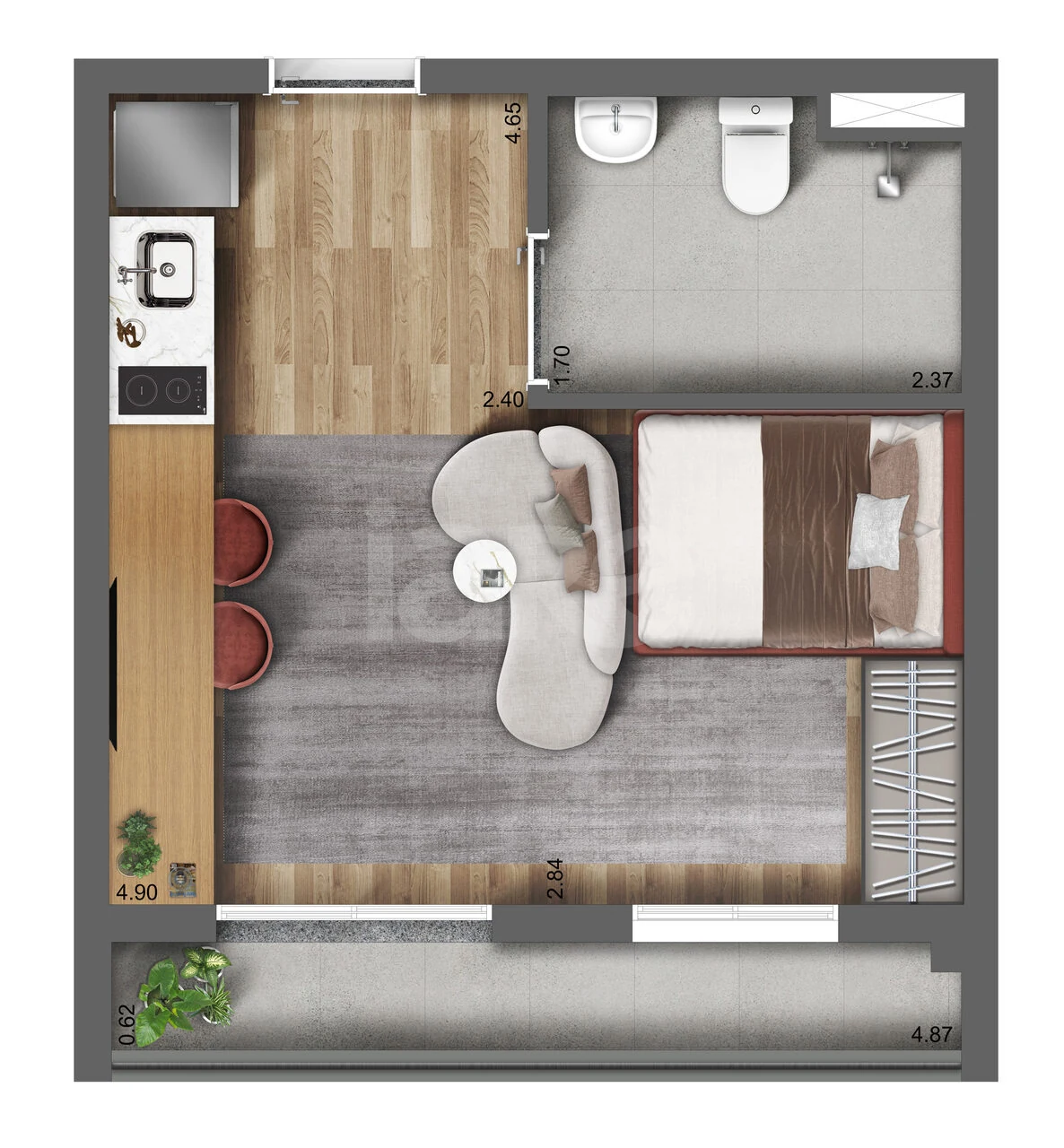 Planta — Apartamento 29,16 m²