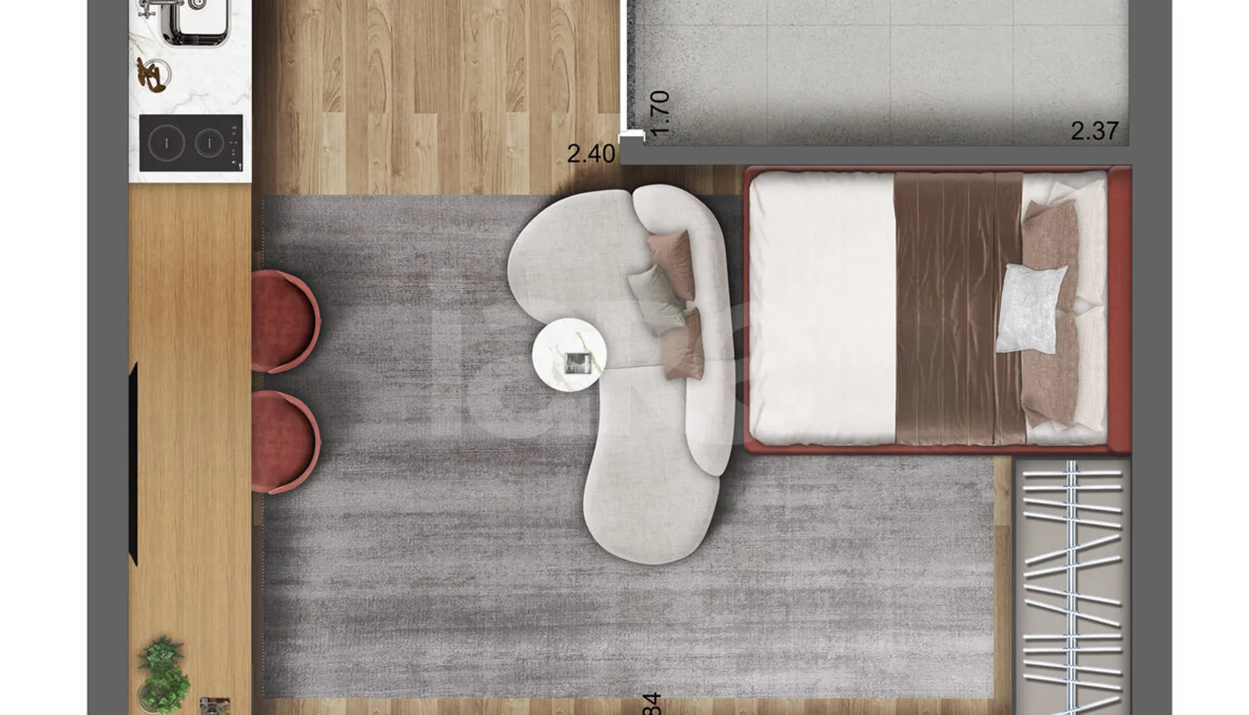 Planta — Apartamento 29,16 m²