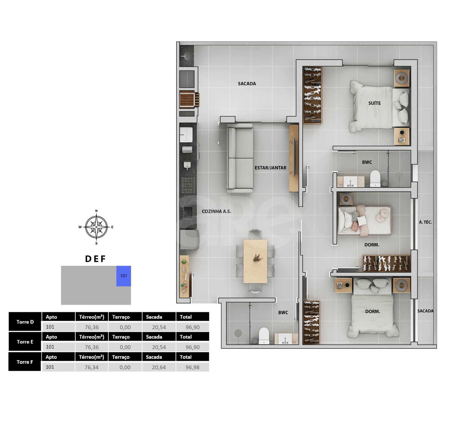 Planta — Garden 96,9 m²