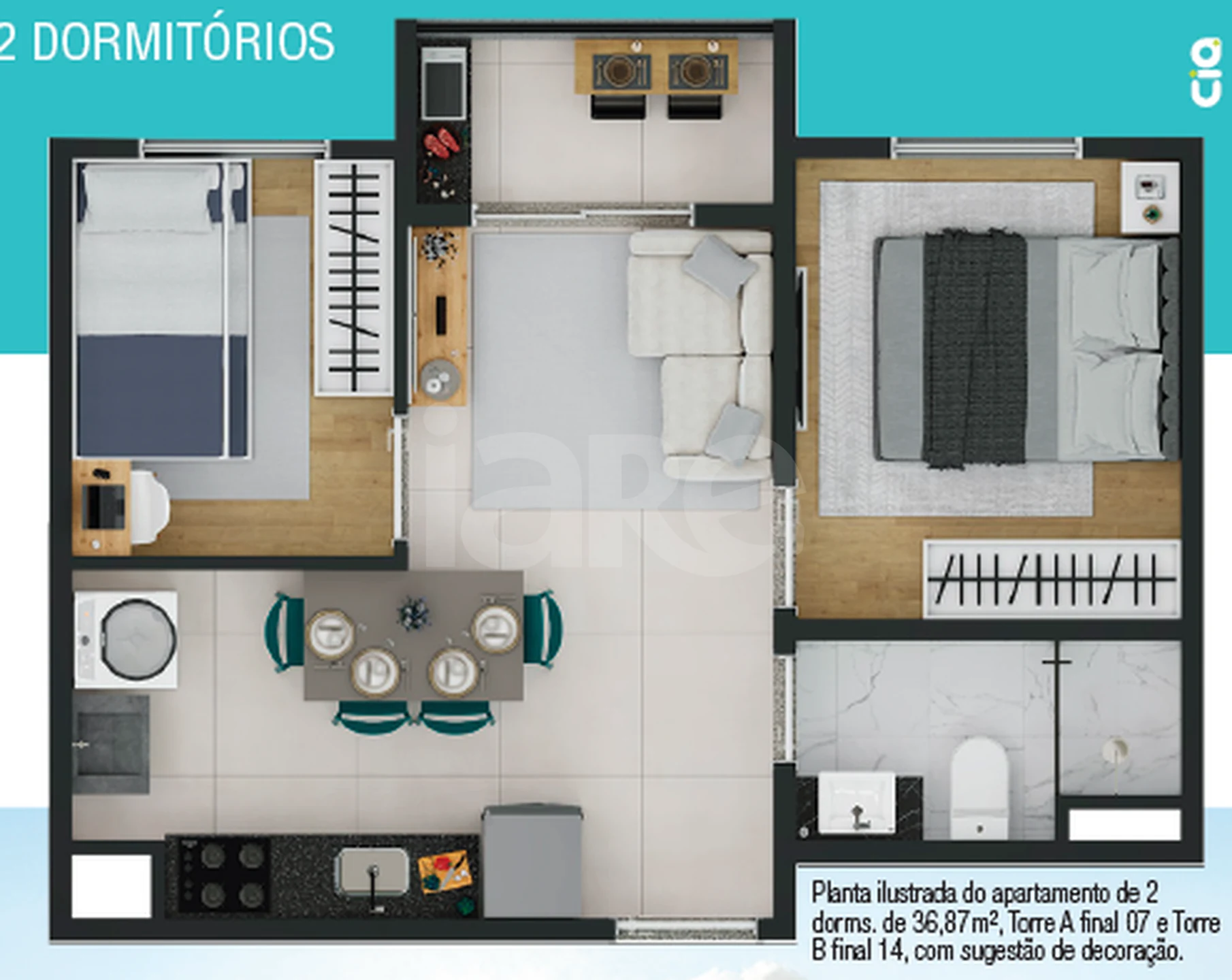 Planta — Apartamento 36,87 m²