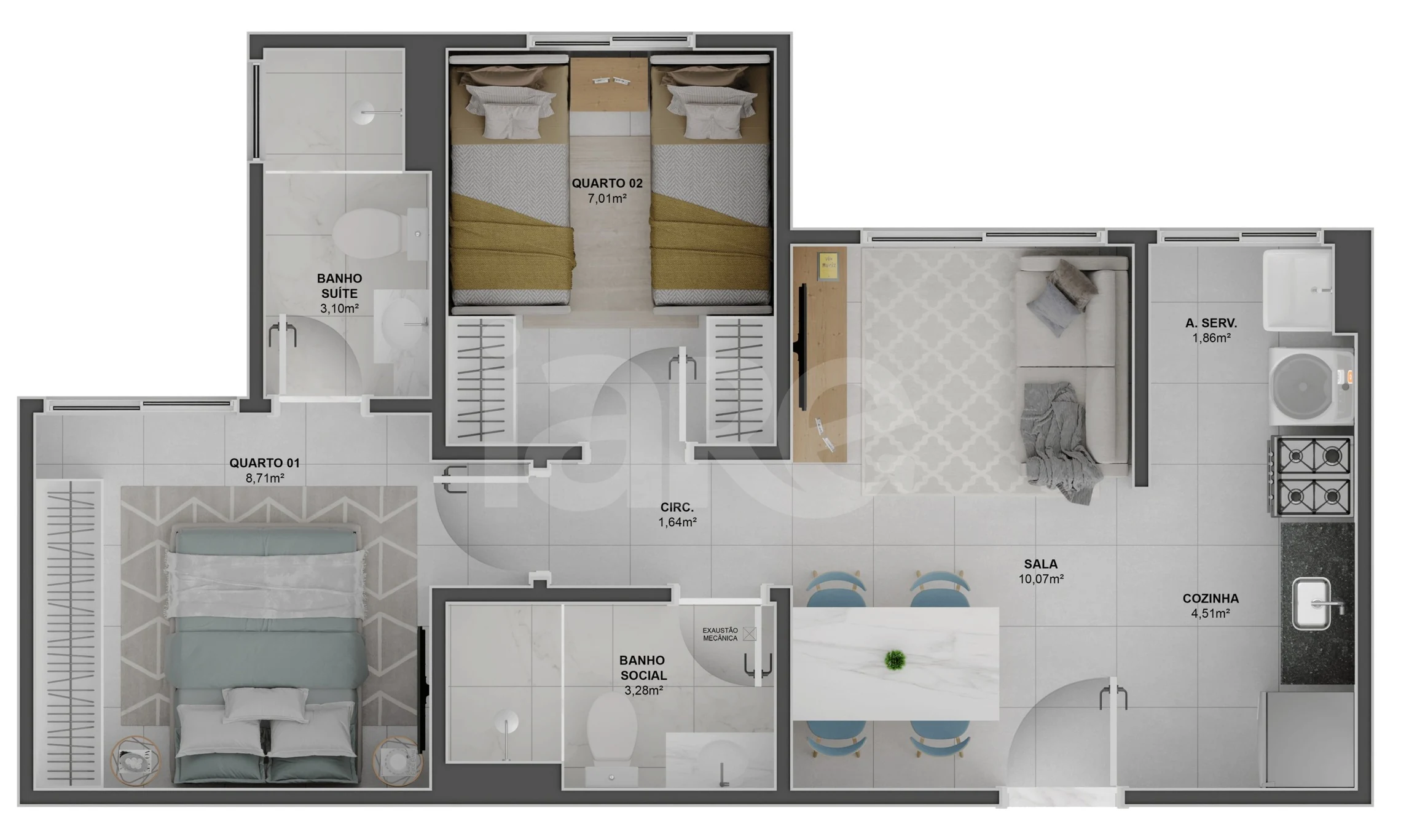 Planta — Apartamento 46,5 m²