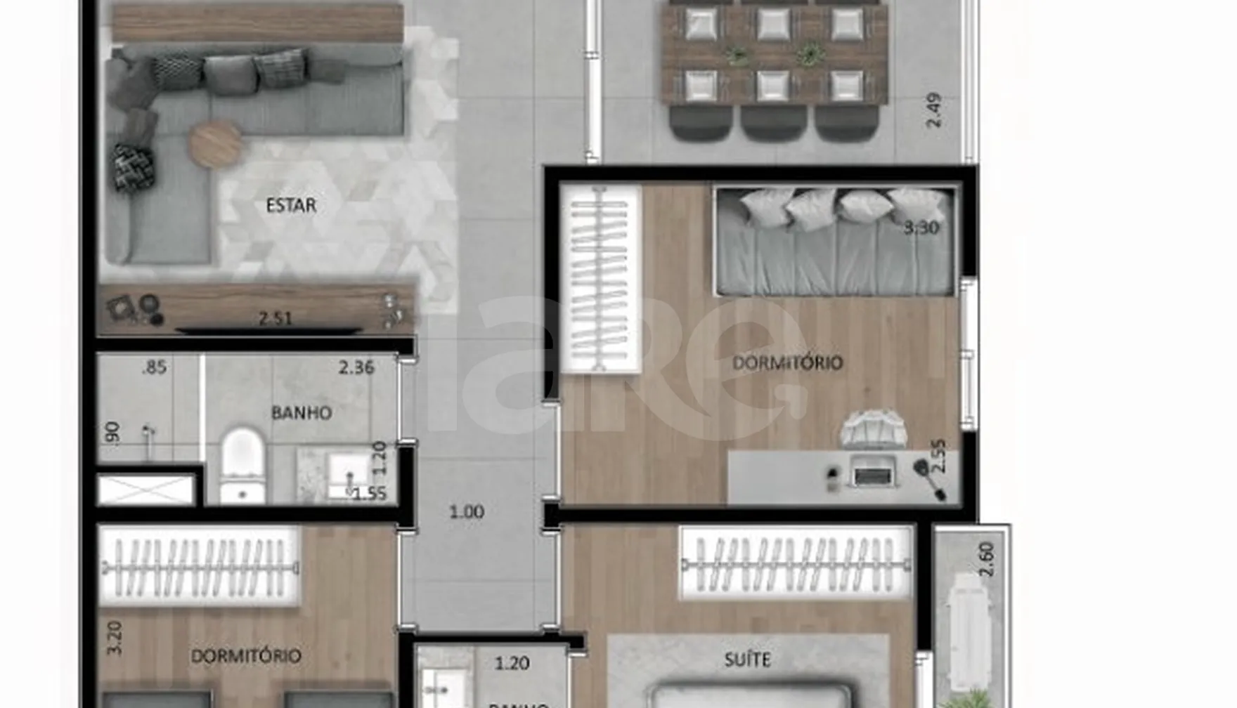 Planta — Apartamento 62 m²