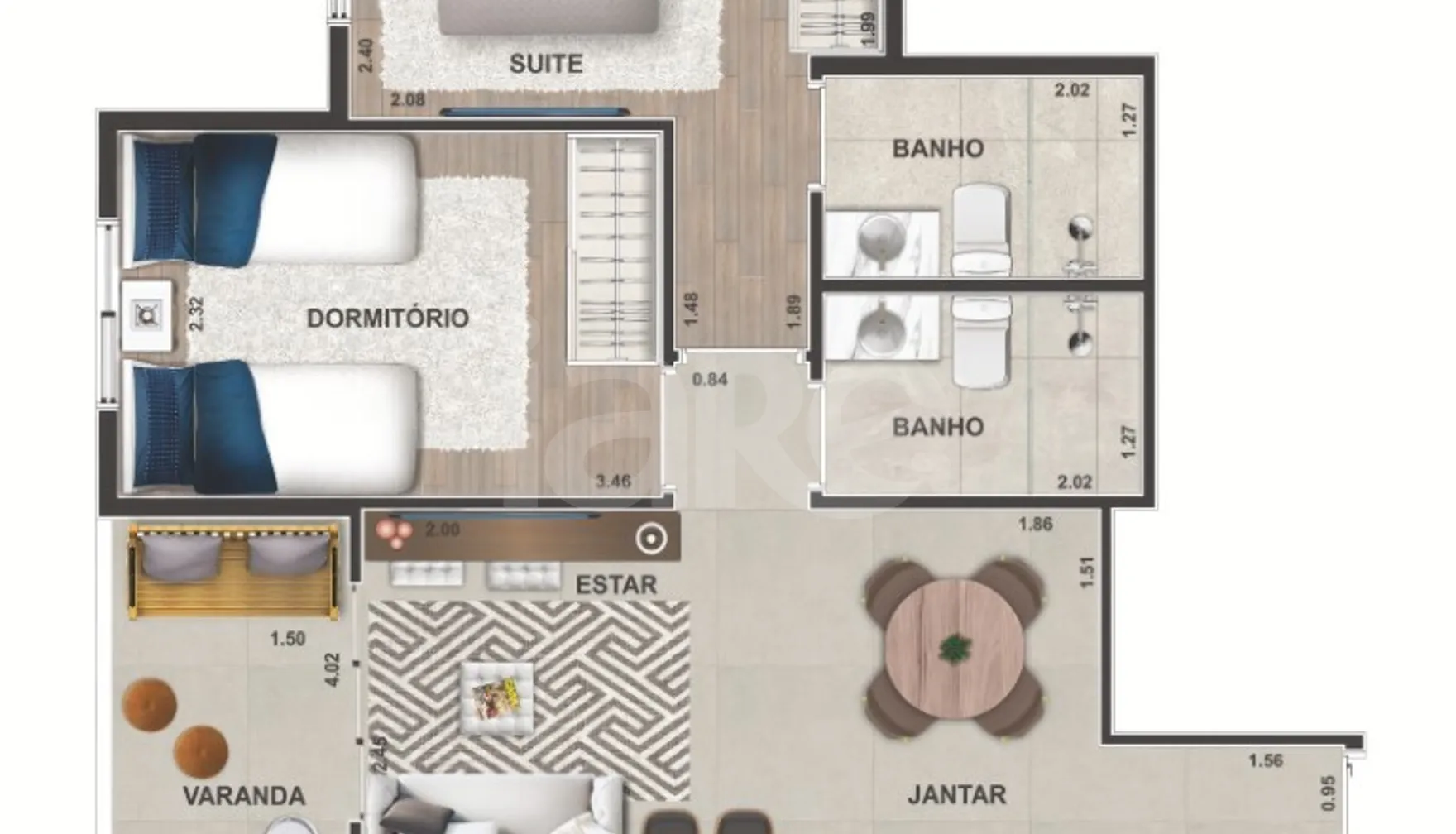 Planta — Apartamento 55,02 m²