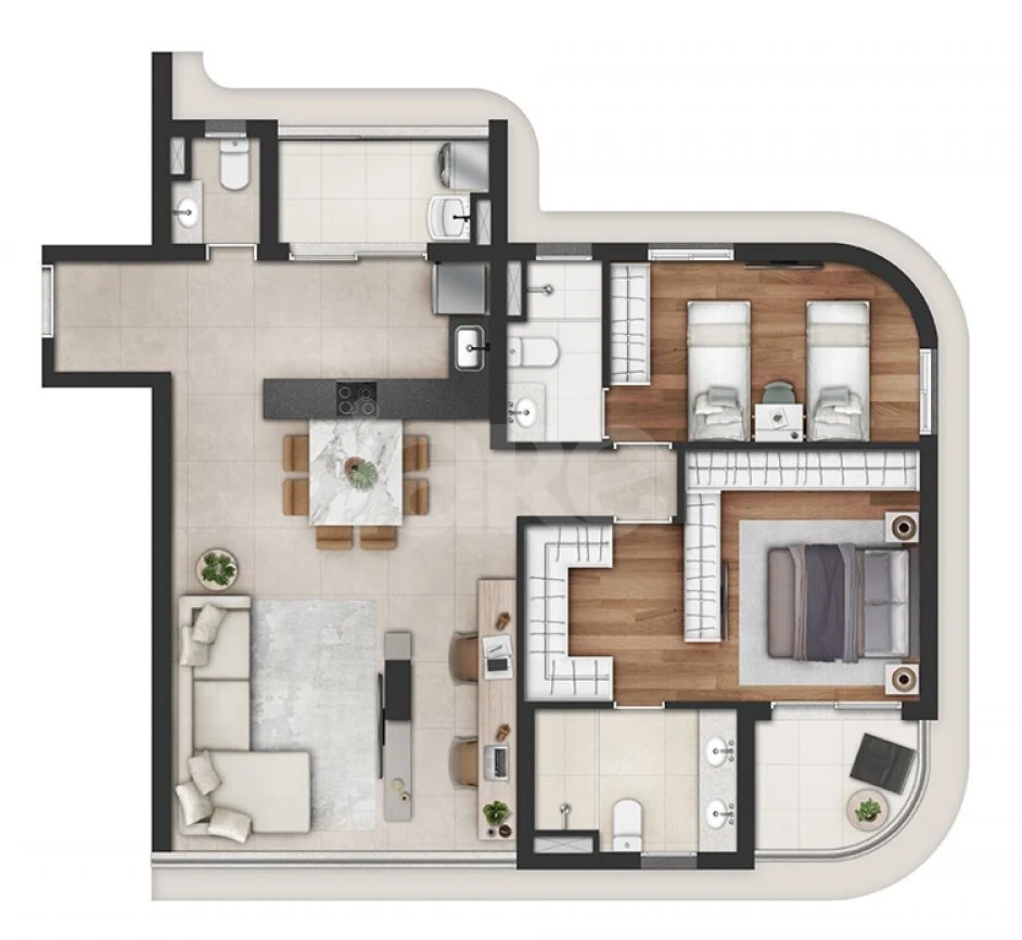 Planta — Apartamento 96,5 m²