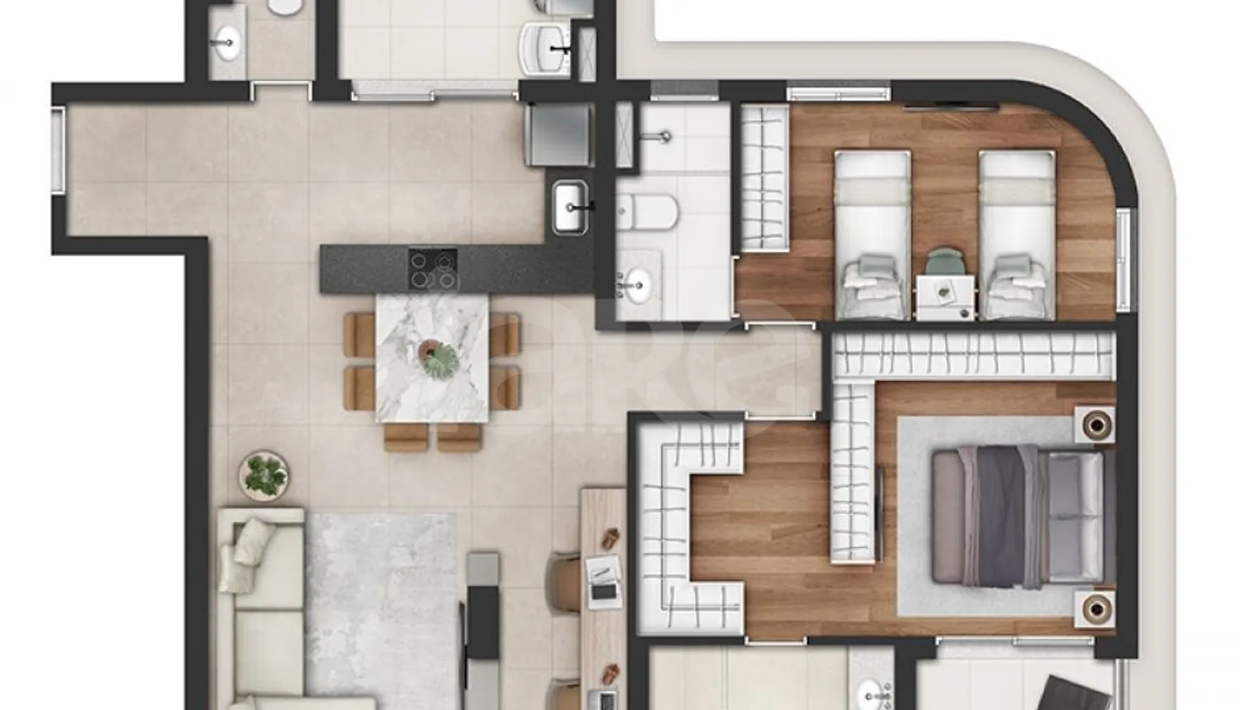 Planta — Apartamento 96,5 m²