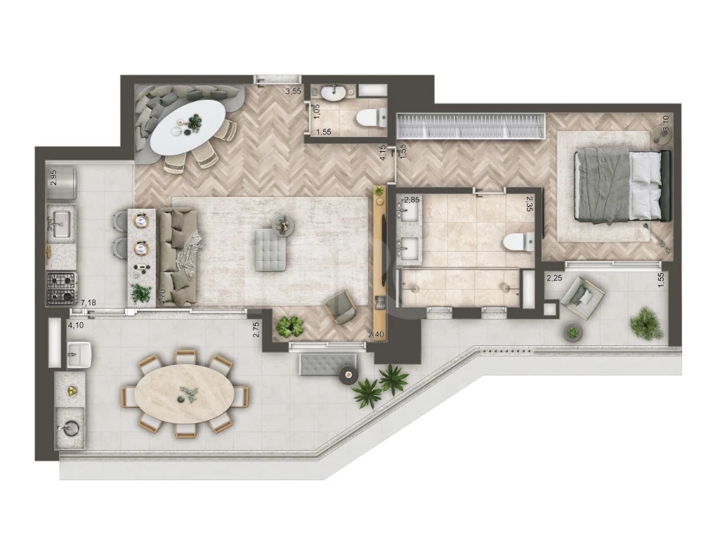 Planta — Apartamento 88,83 m²