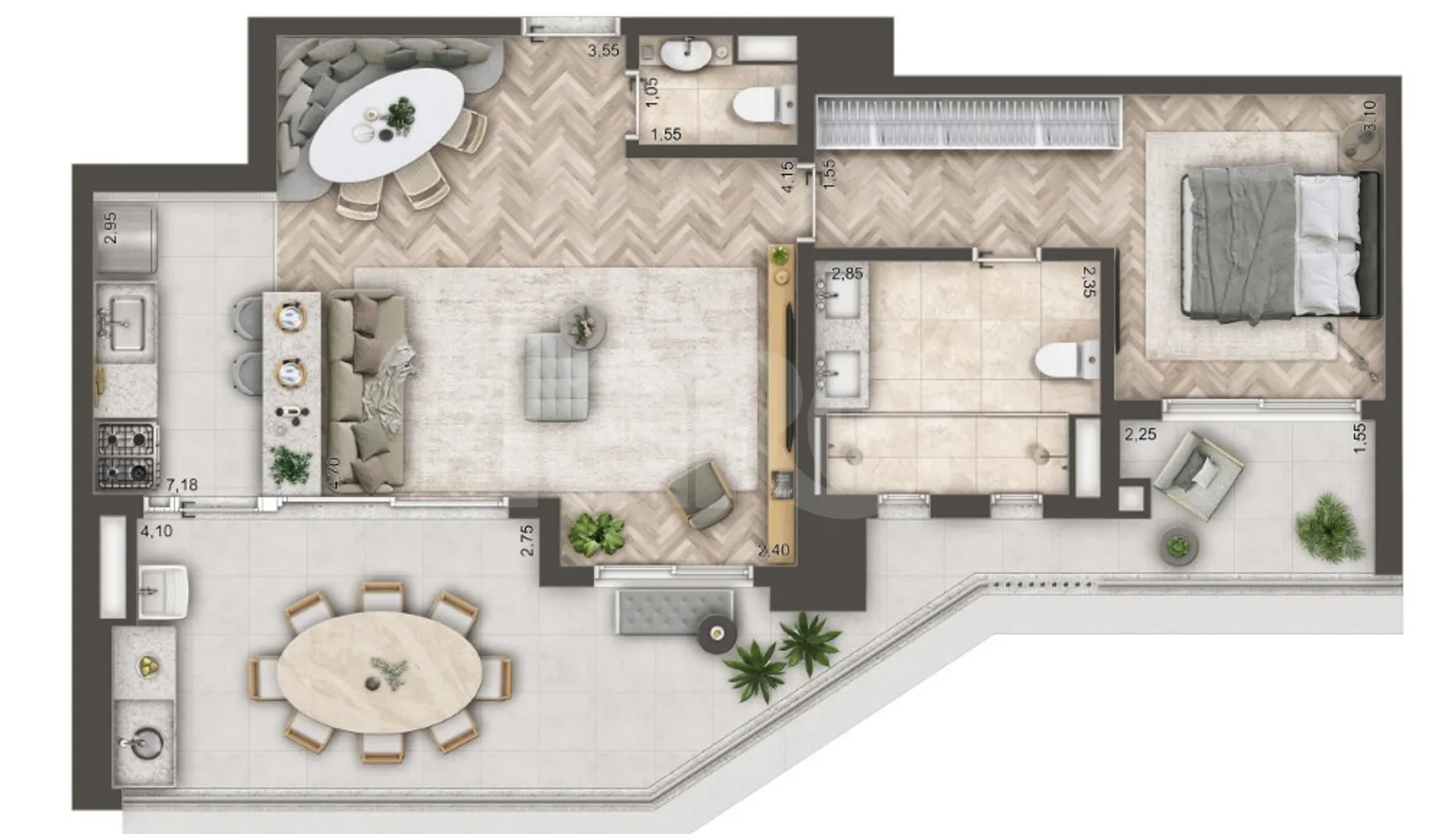 Planta — Apartamento 88,83 m²
