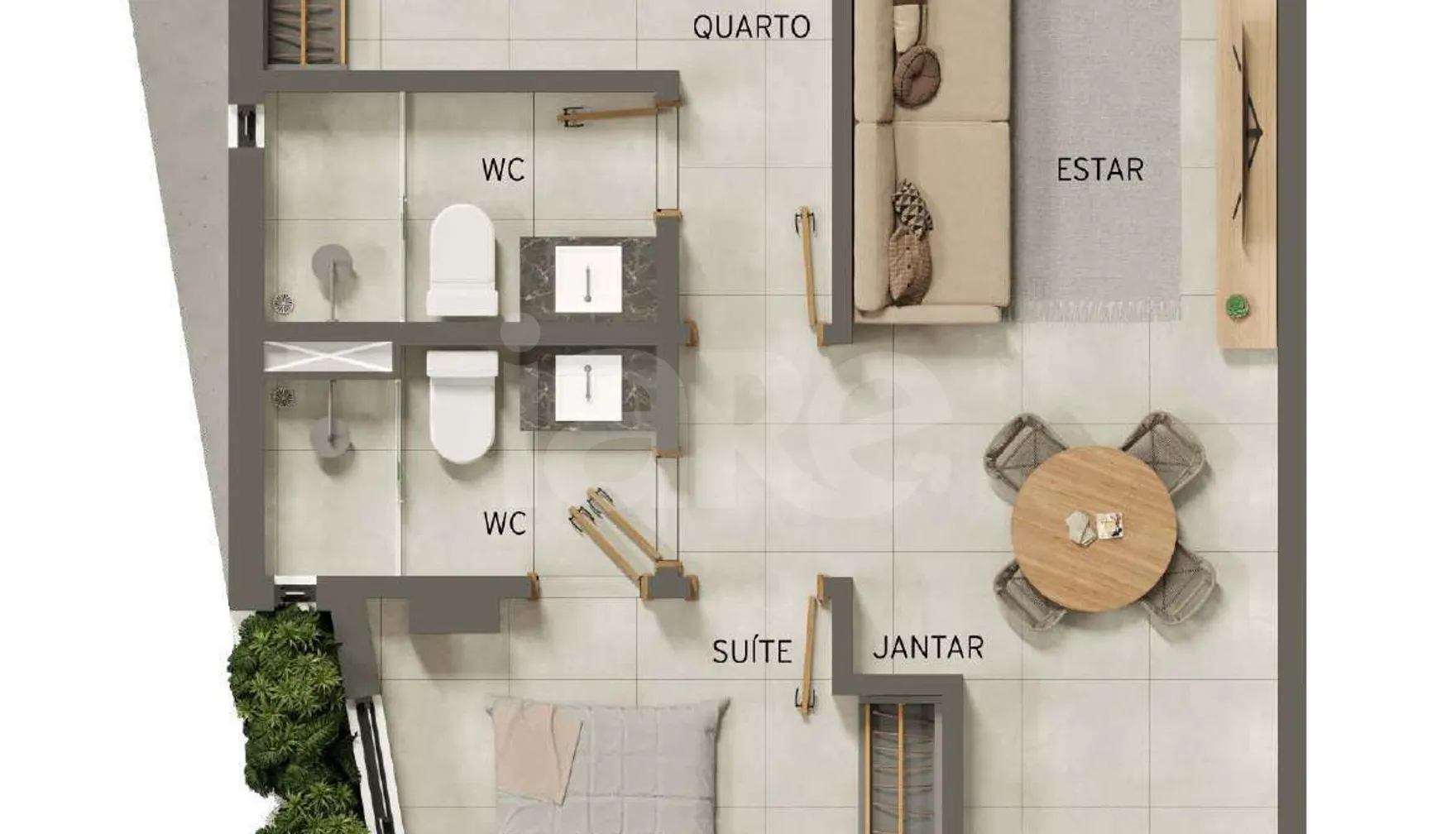 Planta — Apartamento 61,58 m²