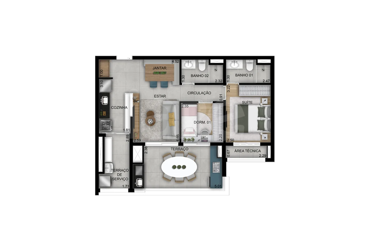 Planta — Apartamento 69 m²