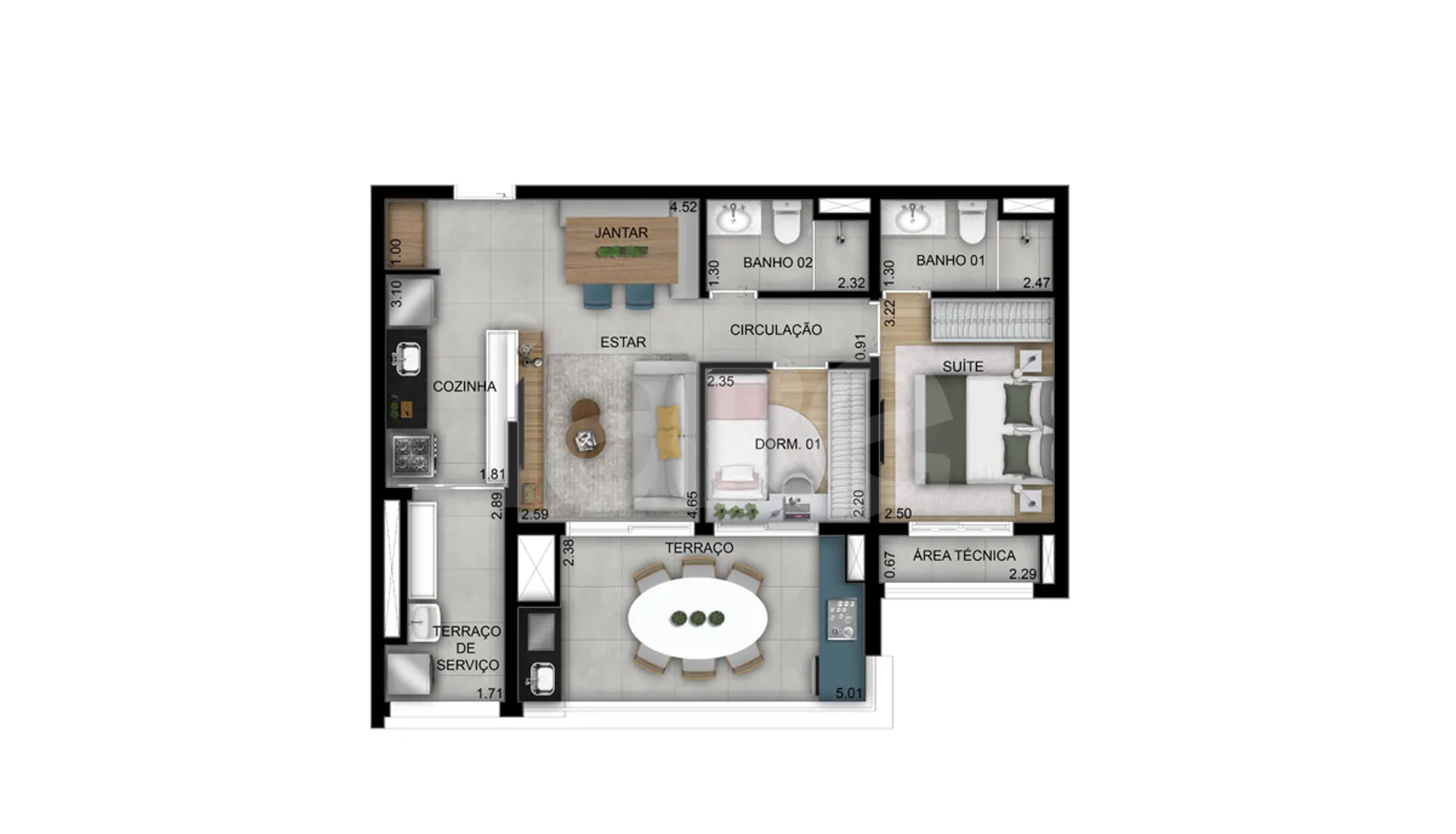 Planta — Apartamento 69 m²