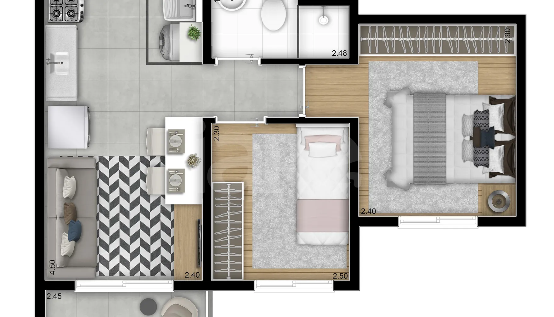 Planta — Apartamento 36,07 m²