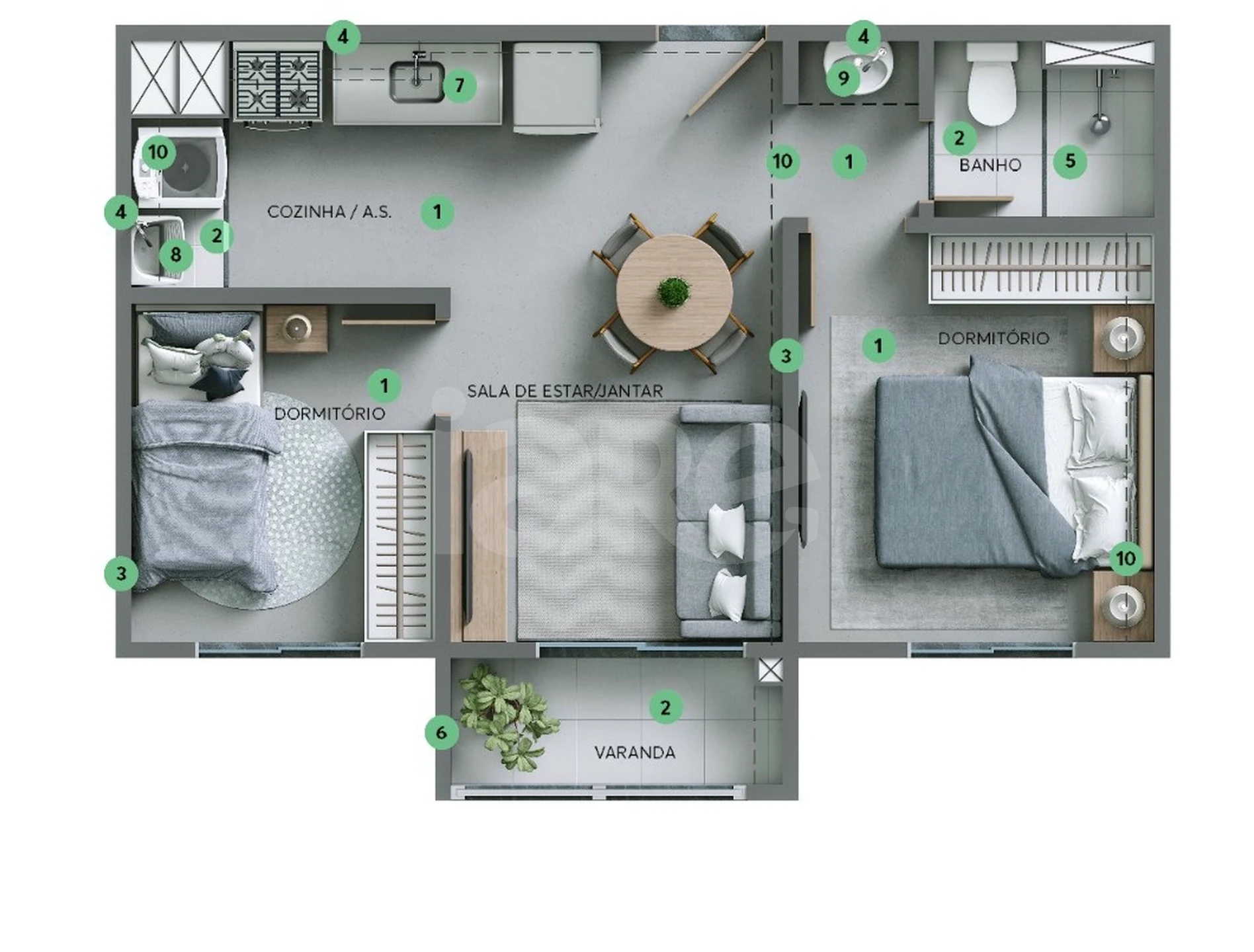 Planta — Apartamento 35,53 m²