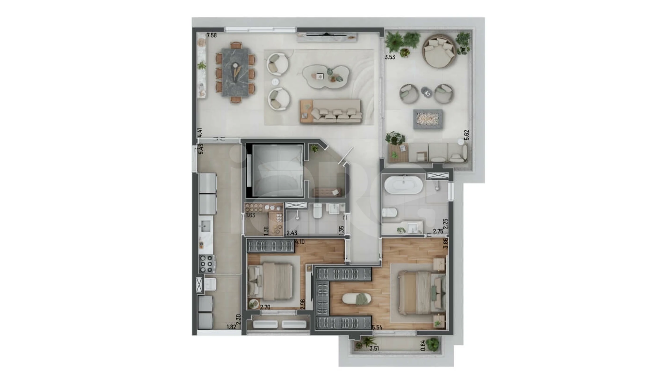 Planta — Apartamento 140,12 m²
