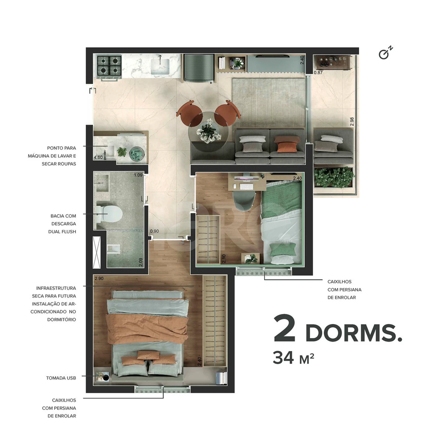 Planta — Apartamento 33,47 m²