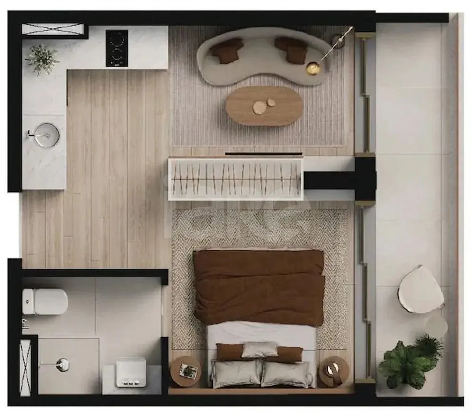 Planta — Studio 33,27 m²