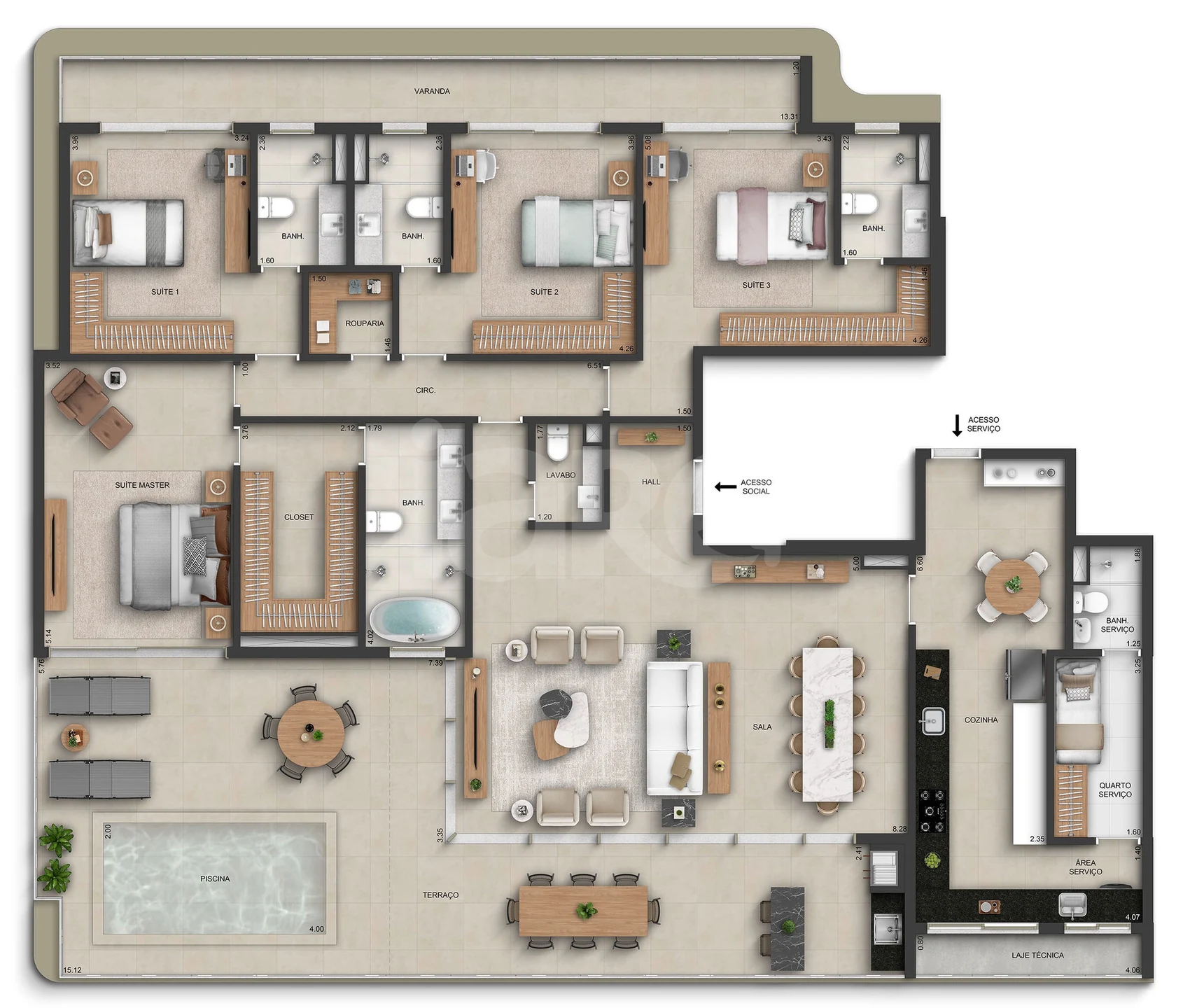 Planta — Cobertura Horizontal 287,17 m²