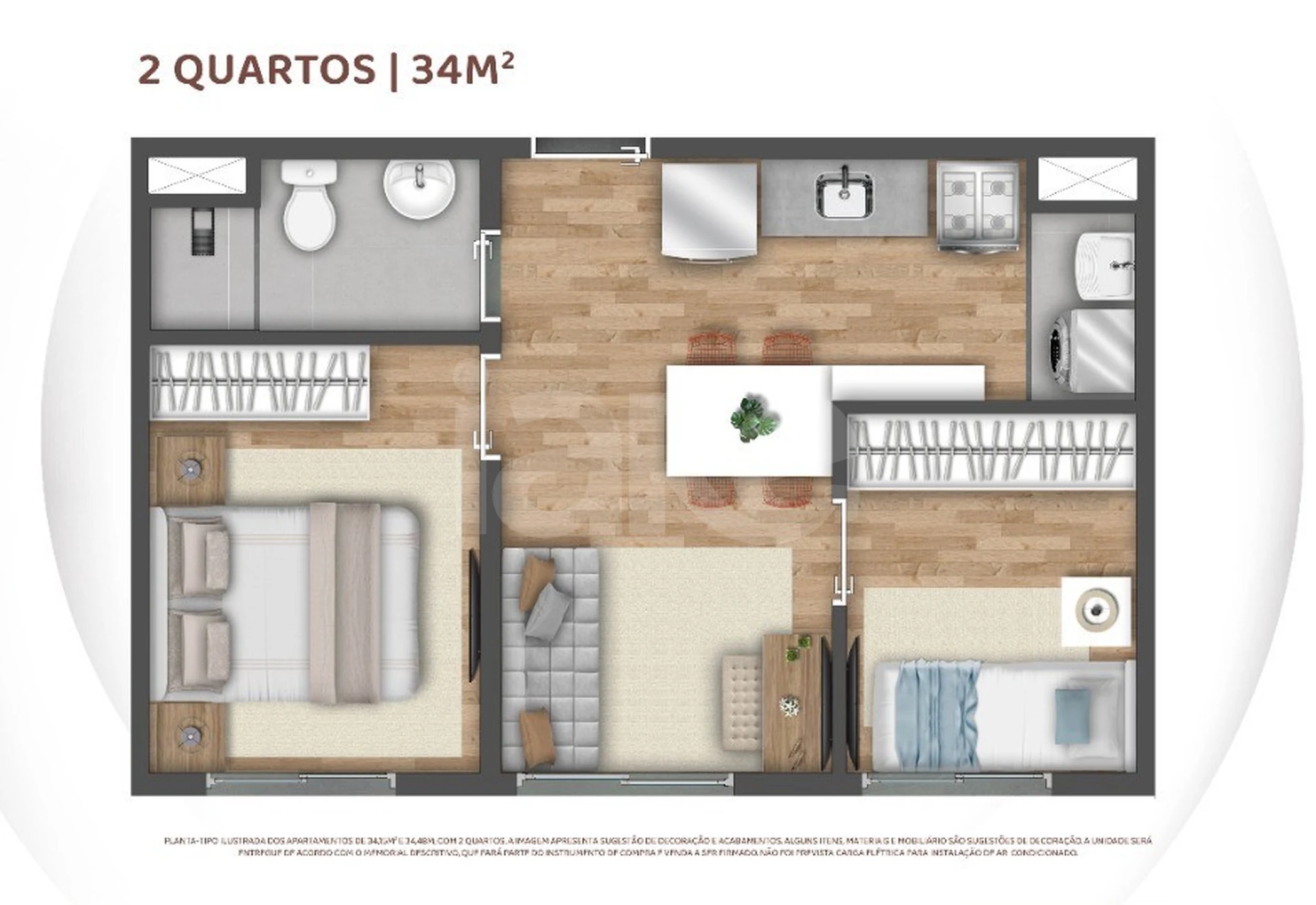 Planta — Apartamento 34,15 m²
