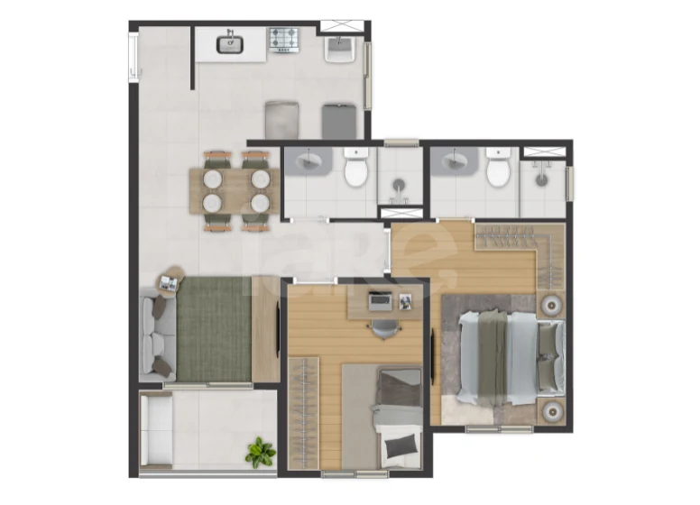 Planta — Apartamento 54,07 m²
