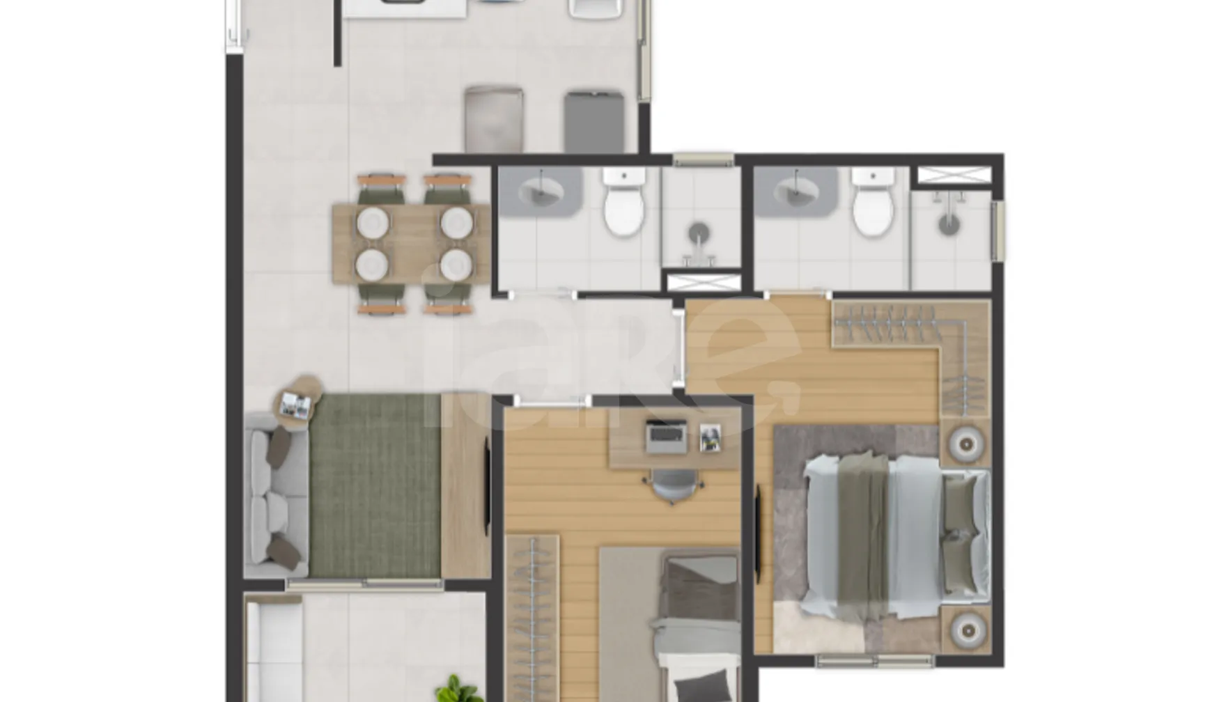 Planta — Apartamento 54,07 m²