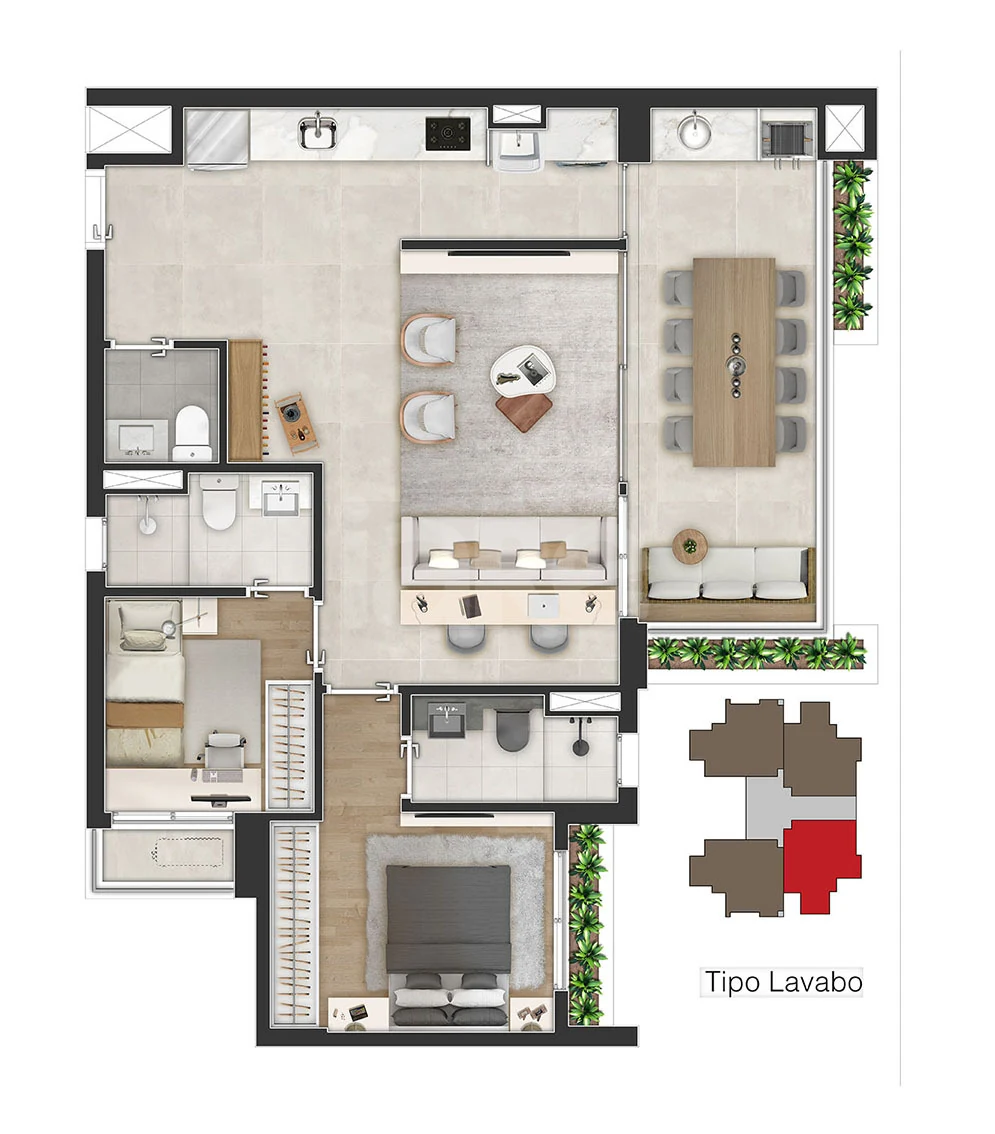 Planta — Apartamento 80,07 m²