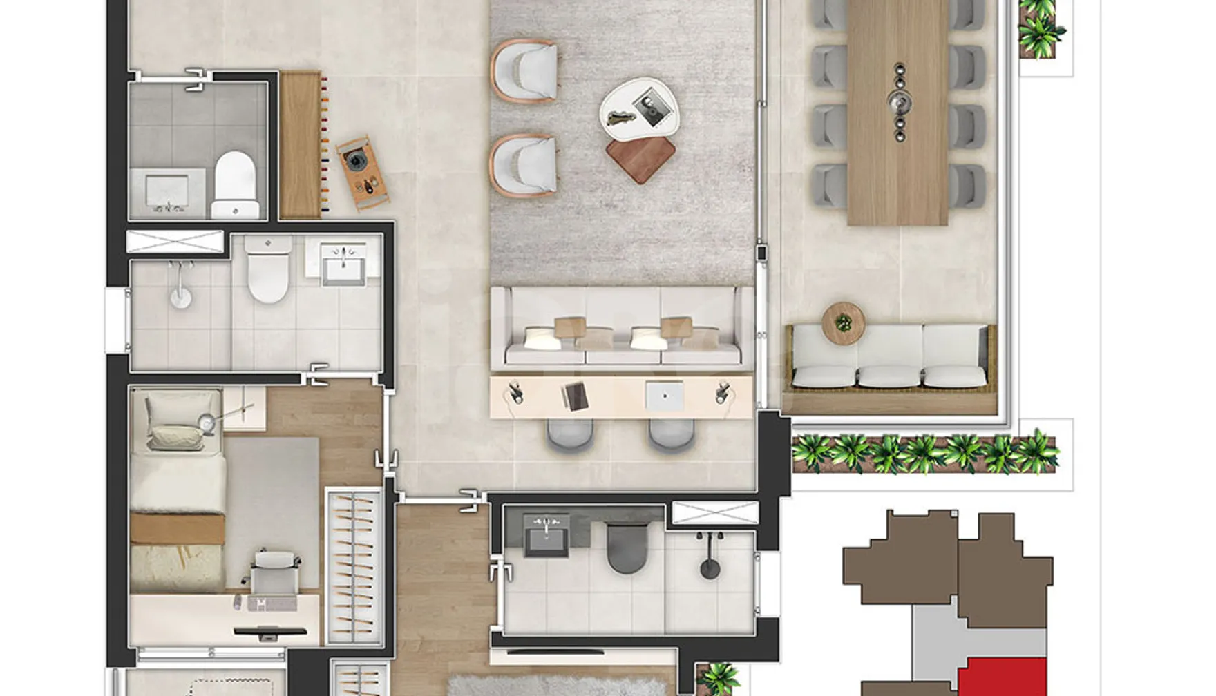 Planta — Apartamento 80,07 m²