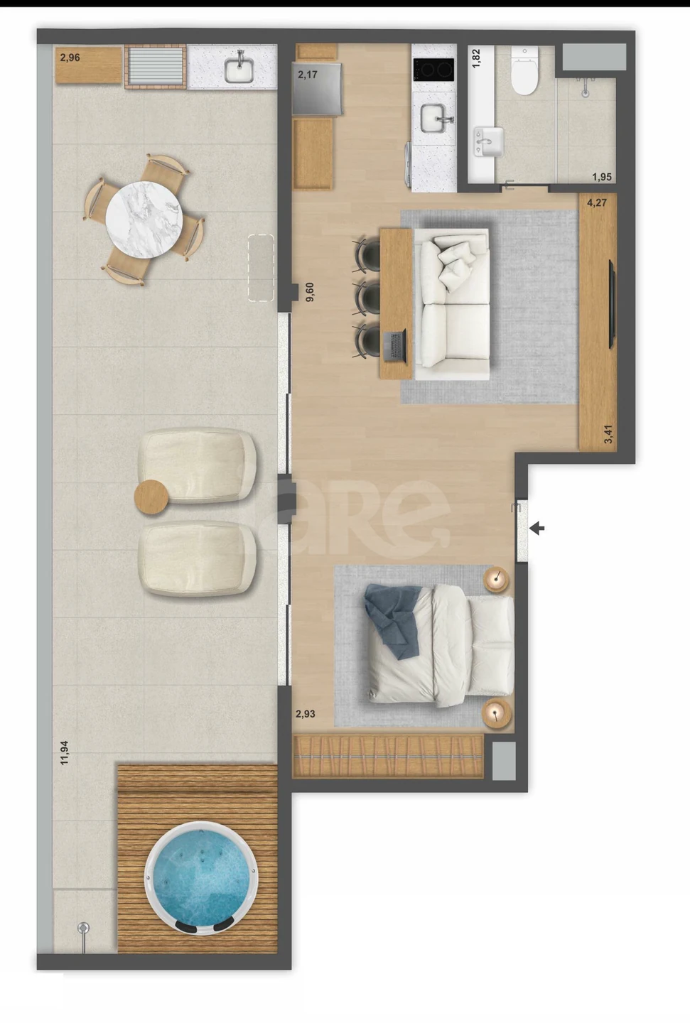 Planta — Cobertura Horizontal 80,01 m²