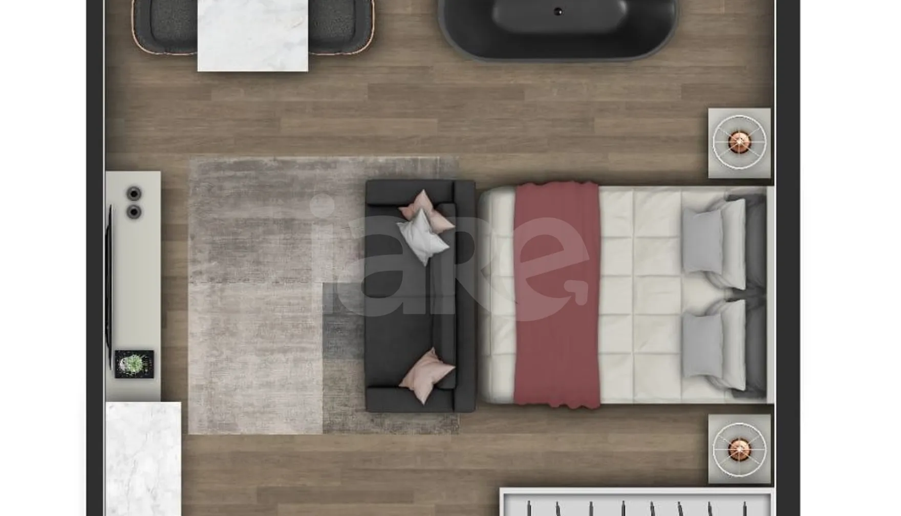 Planta — Studio 40,28 m²