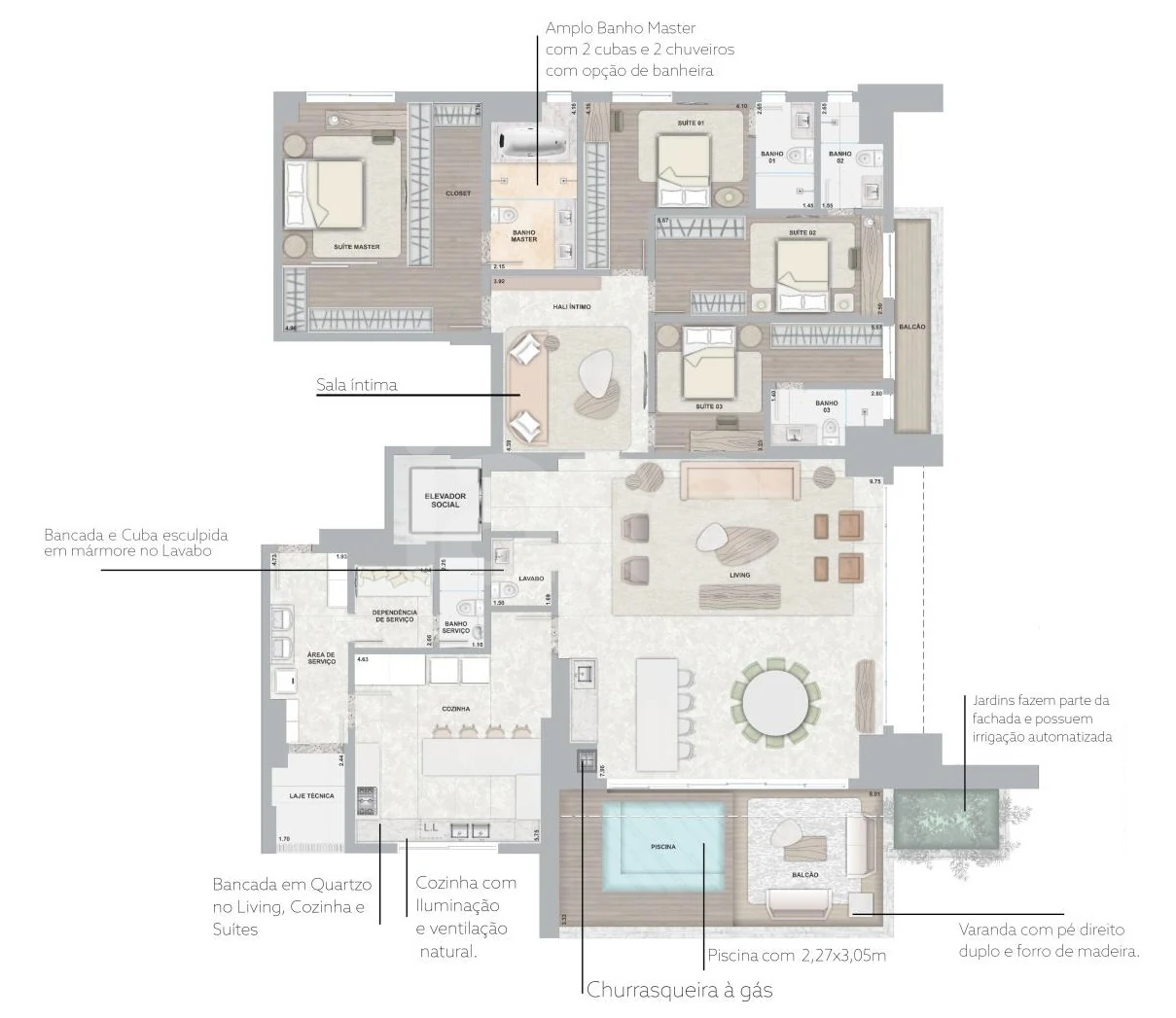 Planta — Apartamento 306,8 m²