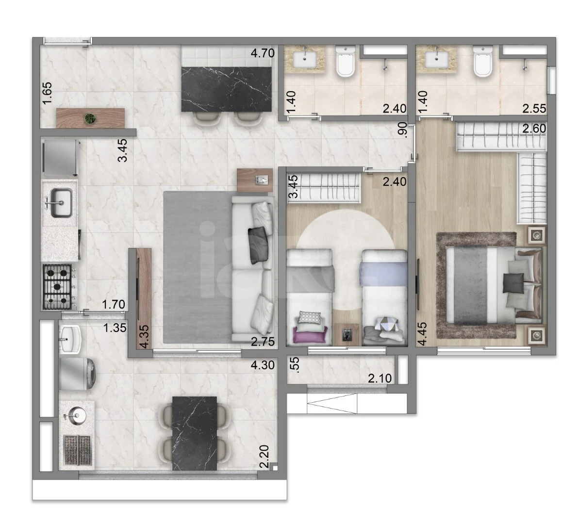 Planta — Apartamento 79,5 m²