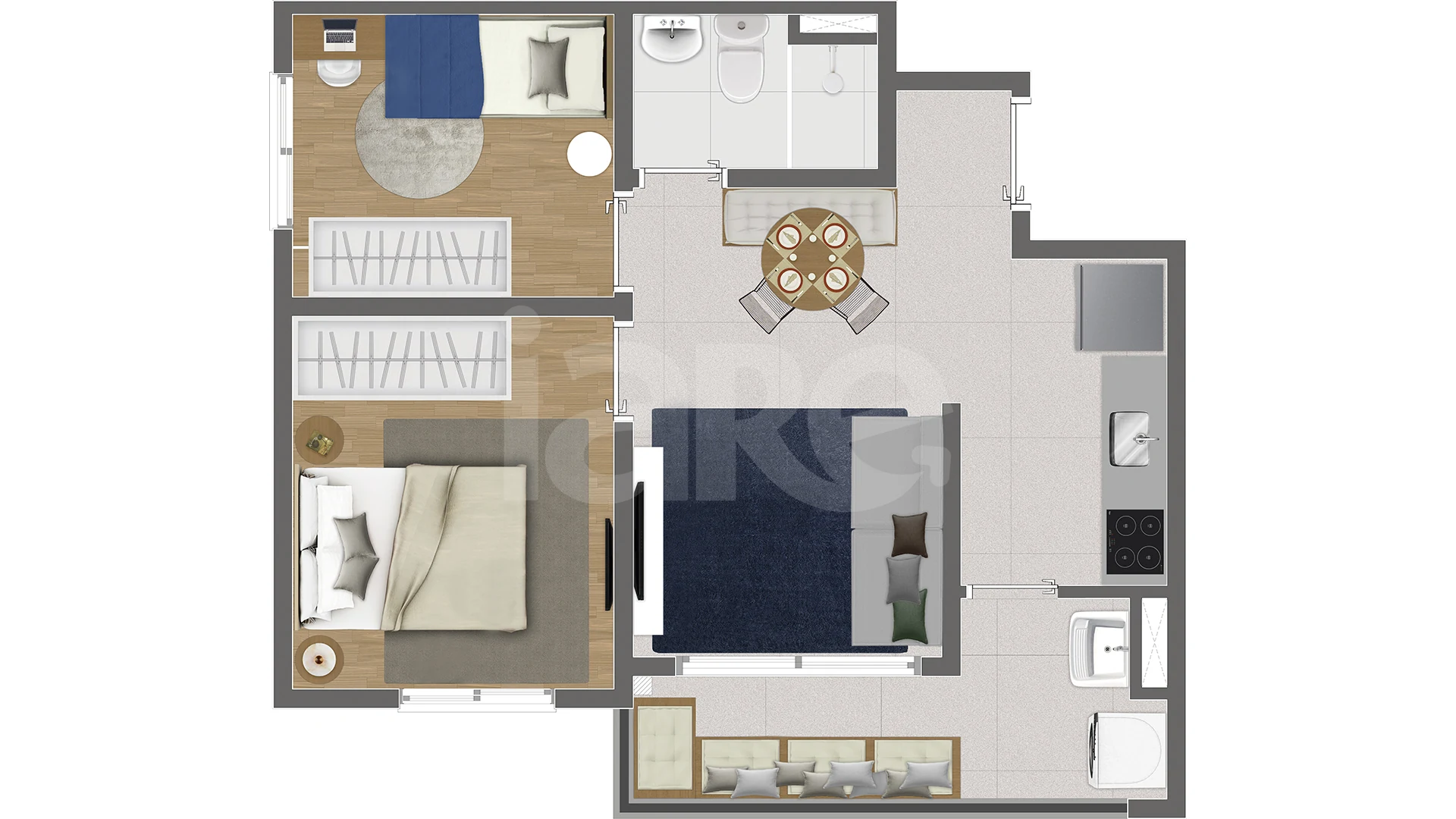 Planta — Apartamento 32,83 m²