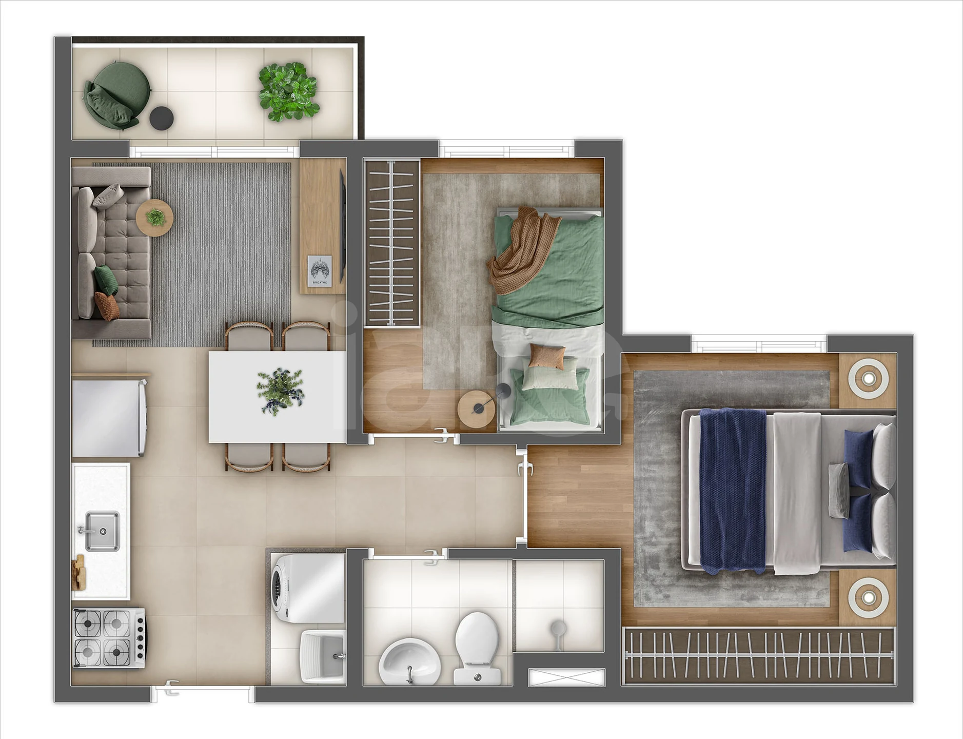 Planta — Apartamento 34,45 m²