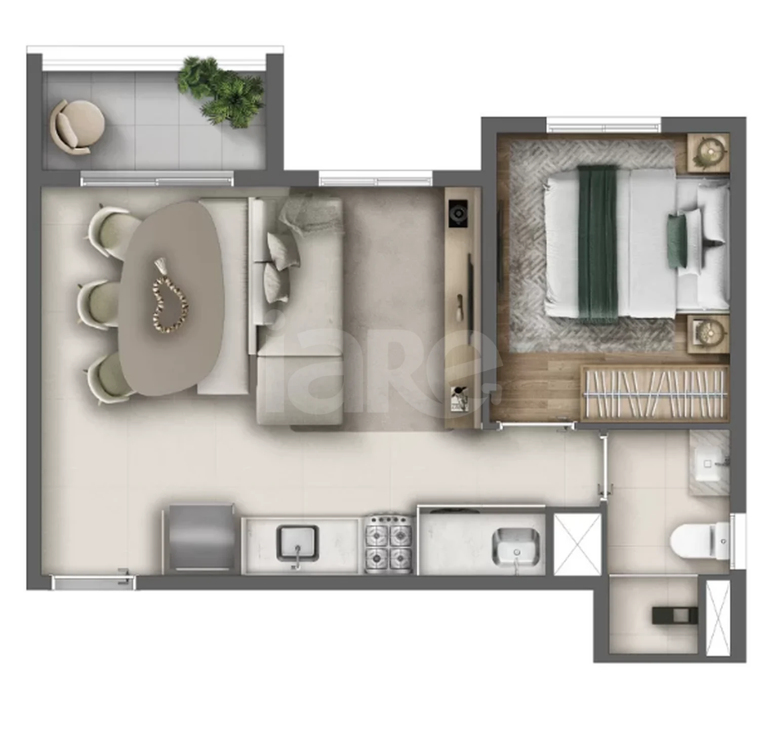 Planta — Apartamento 36,59 m²