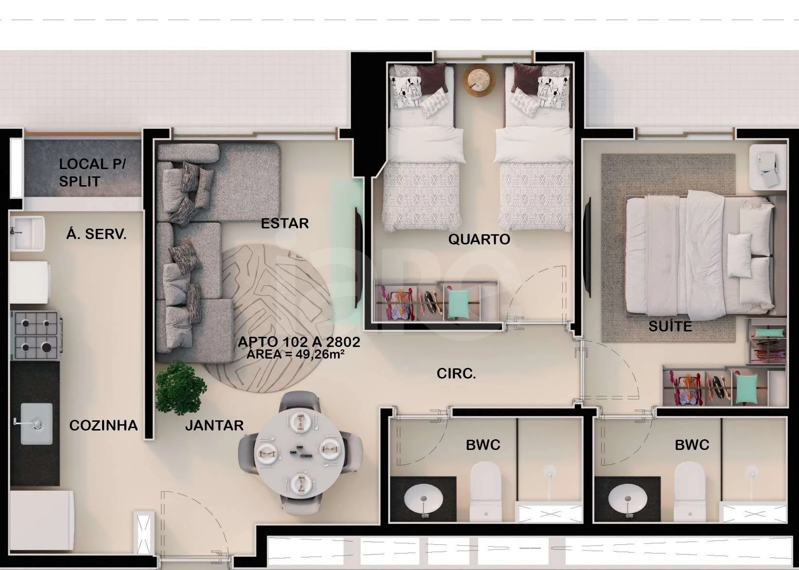 Planta — Apartamento 48,9 m²