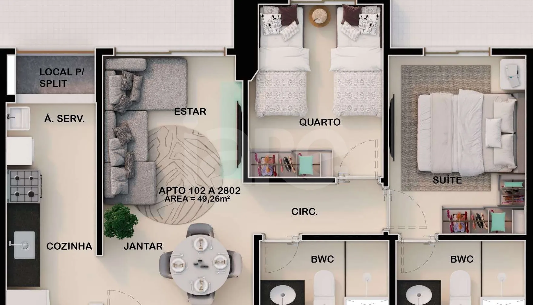 Planta — Apartamento 48,9 m²