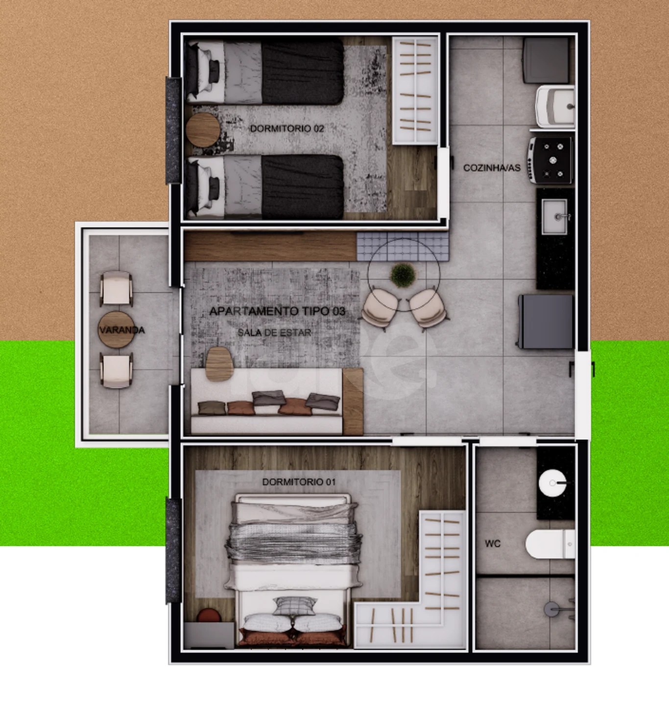 Planta — Apartamento 39,29 m²