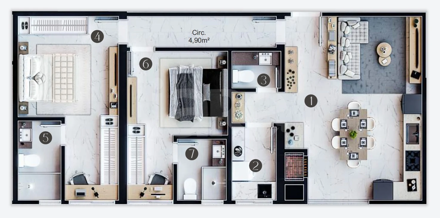 Planta — Apartamento 85,65 m²