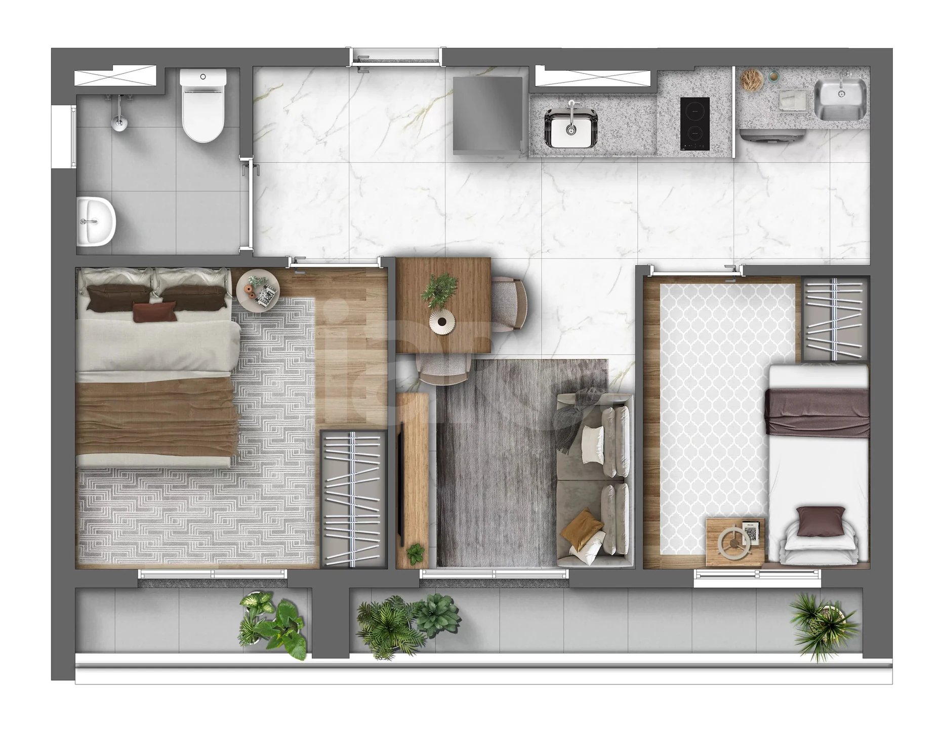 Planta — Apartamento 44,59 m²