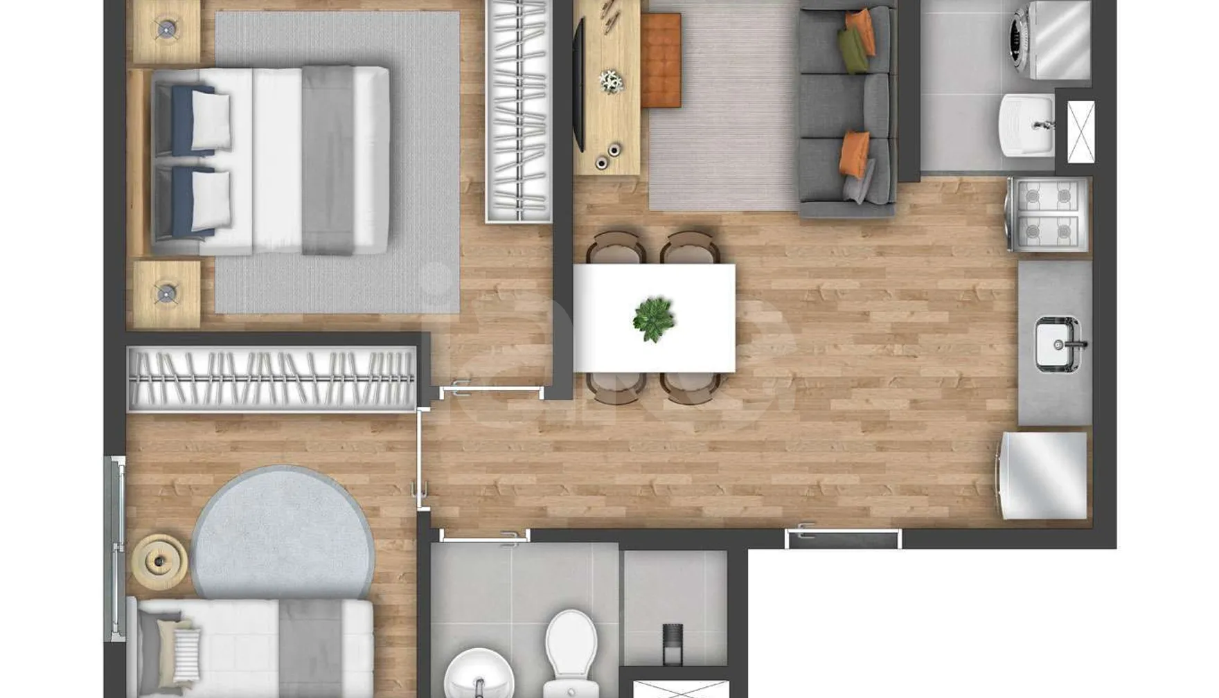 Planta — Apartamento 36,92 m²