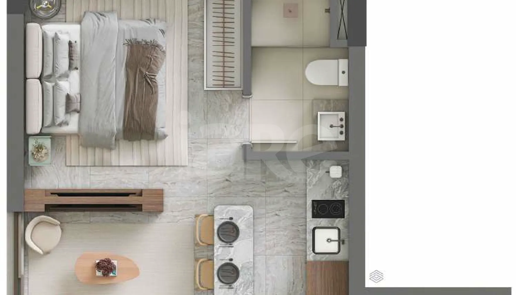 Planta — Studio 42,56 m²