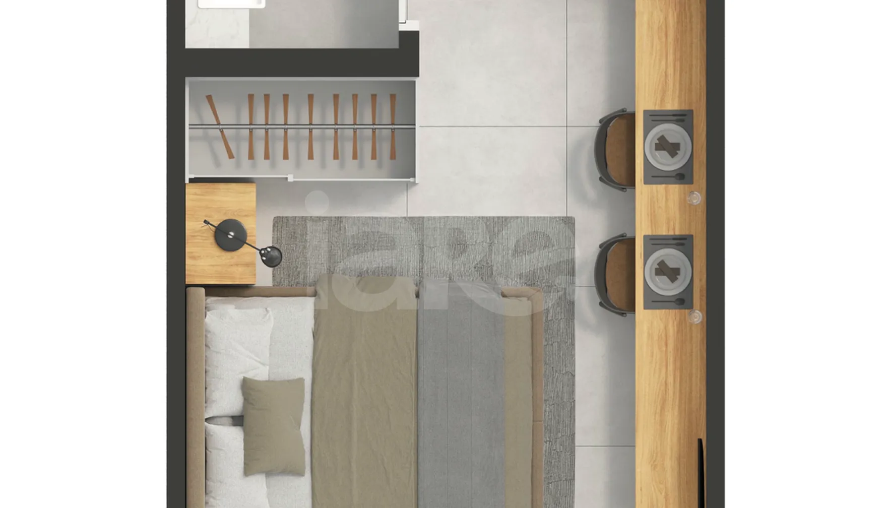 Planta — Studio 24,77 m²