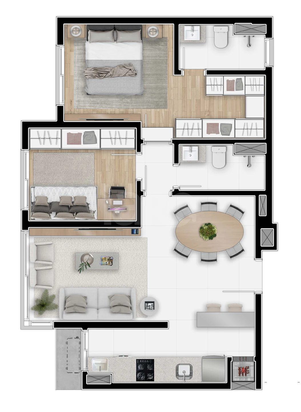 Planta — Apartamento 68,23 m²