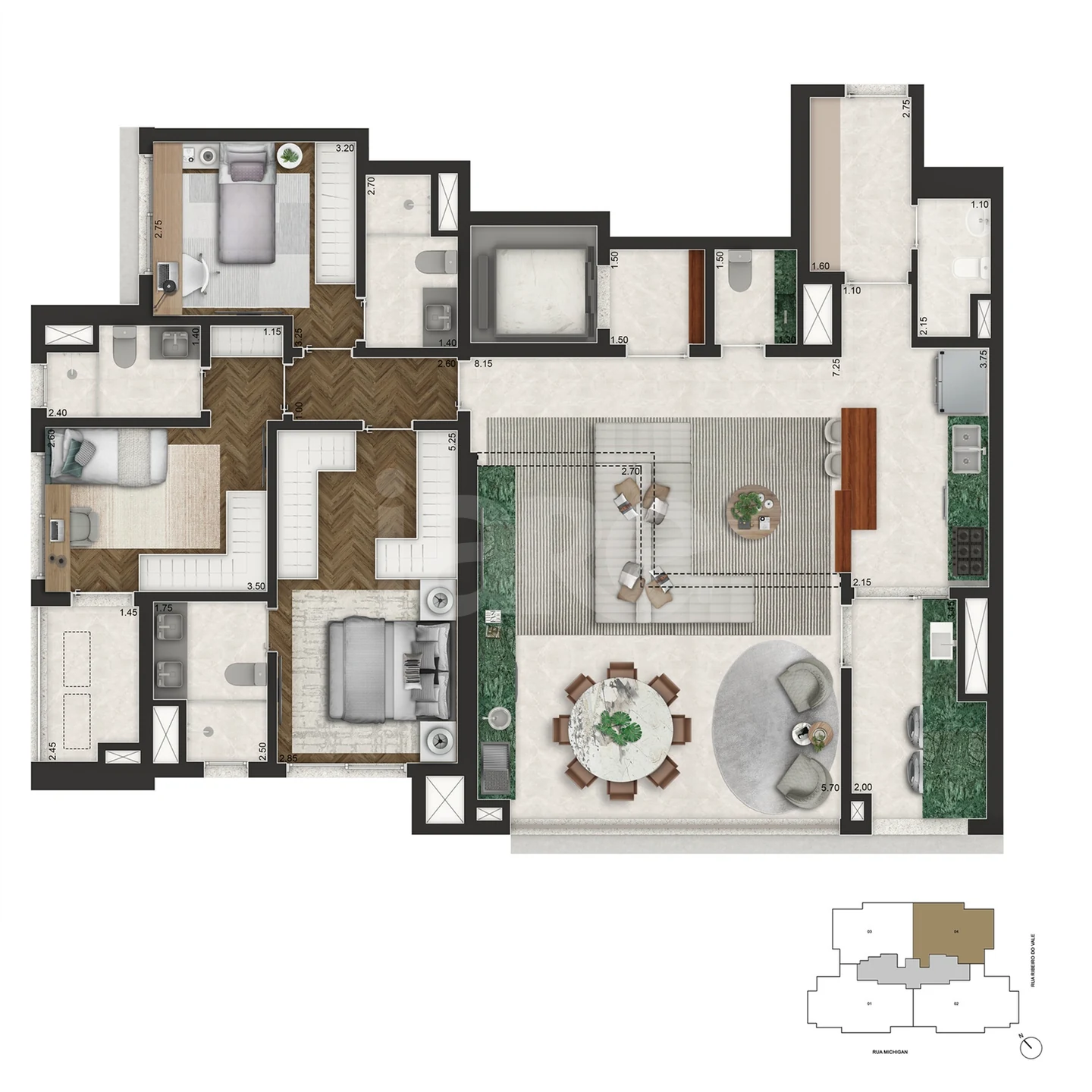 Planta — Apartamento 145 m²