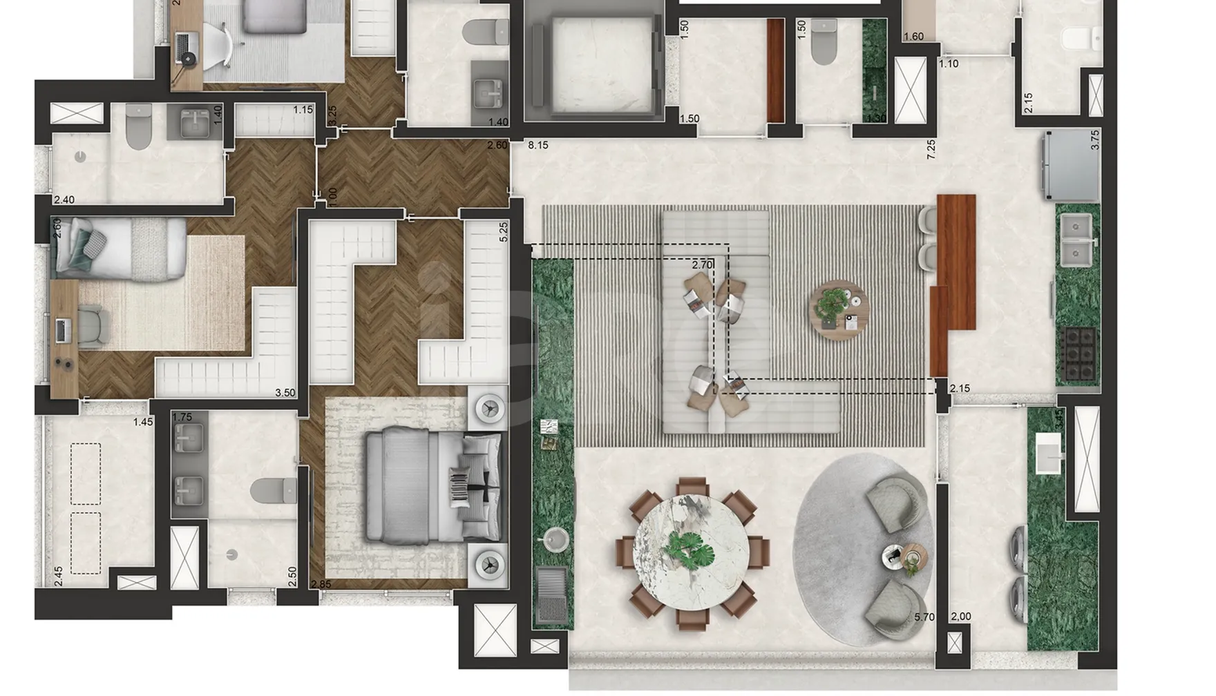 Planta — Apartamento 145 m²