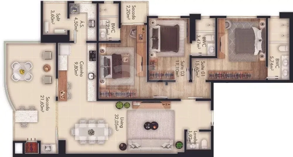 Planta — Apartamento 151,7 m²