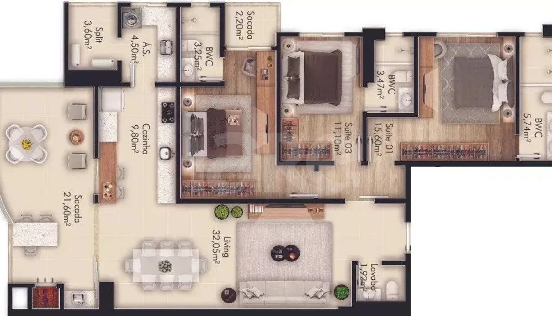 Planta — Apartamento 151,7 m²