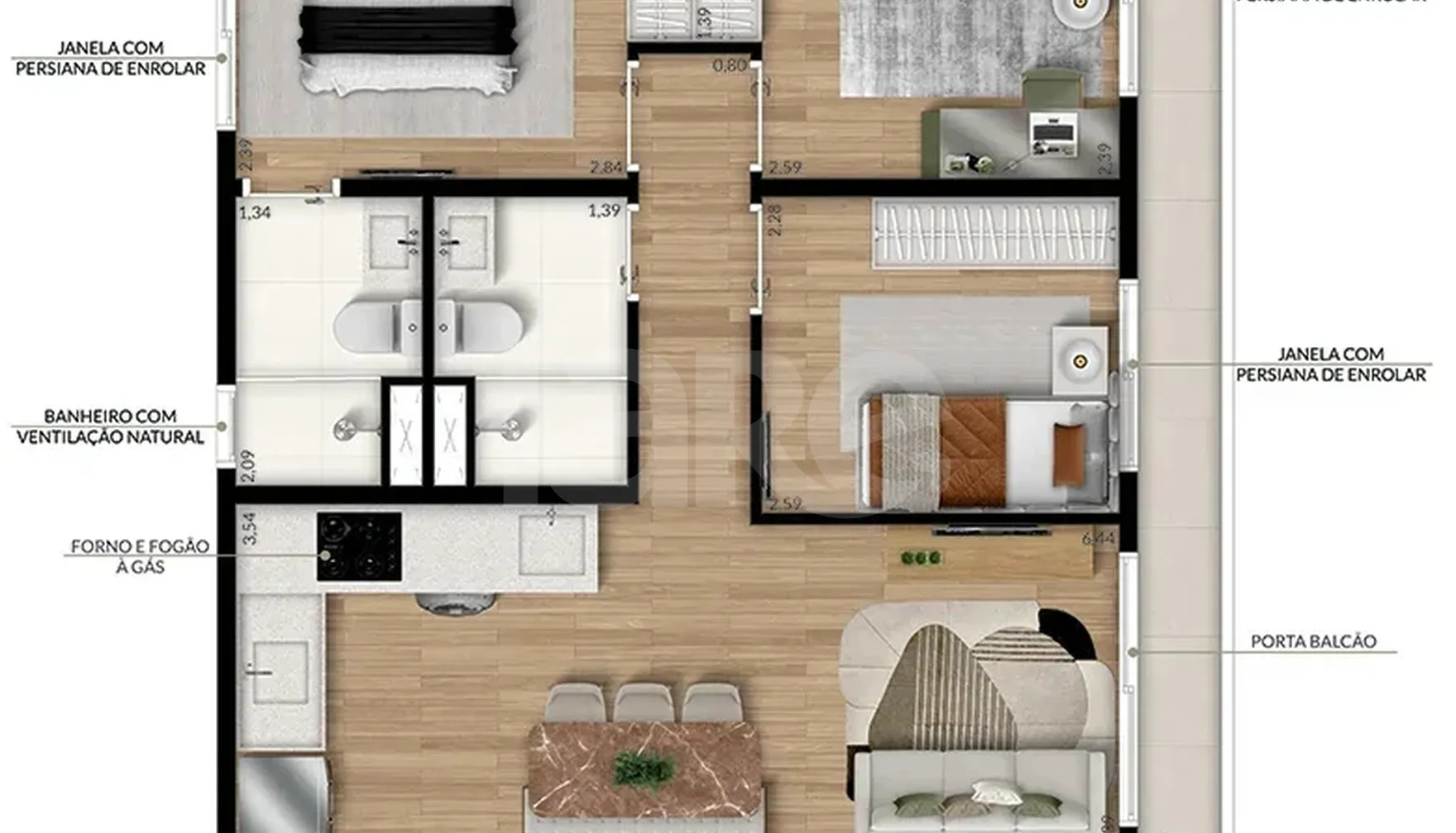 Planta — Apartamento 53,93 m²