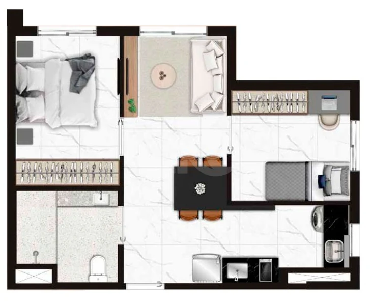 Planta — Apartamento 45,84 m²