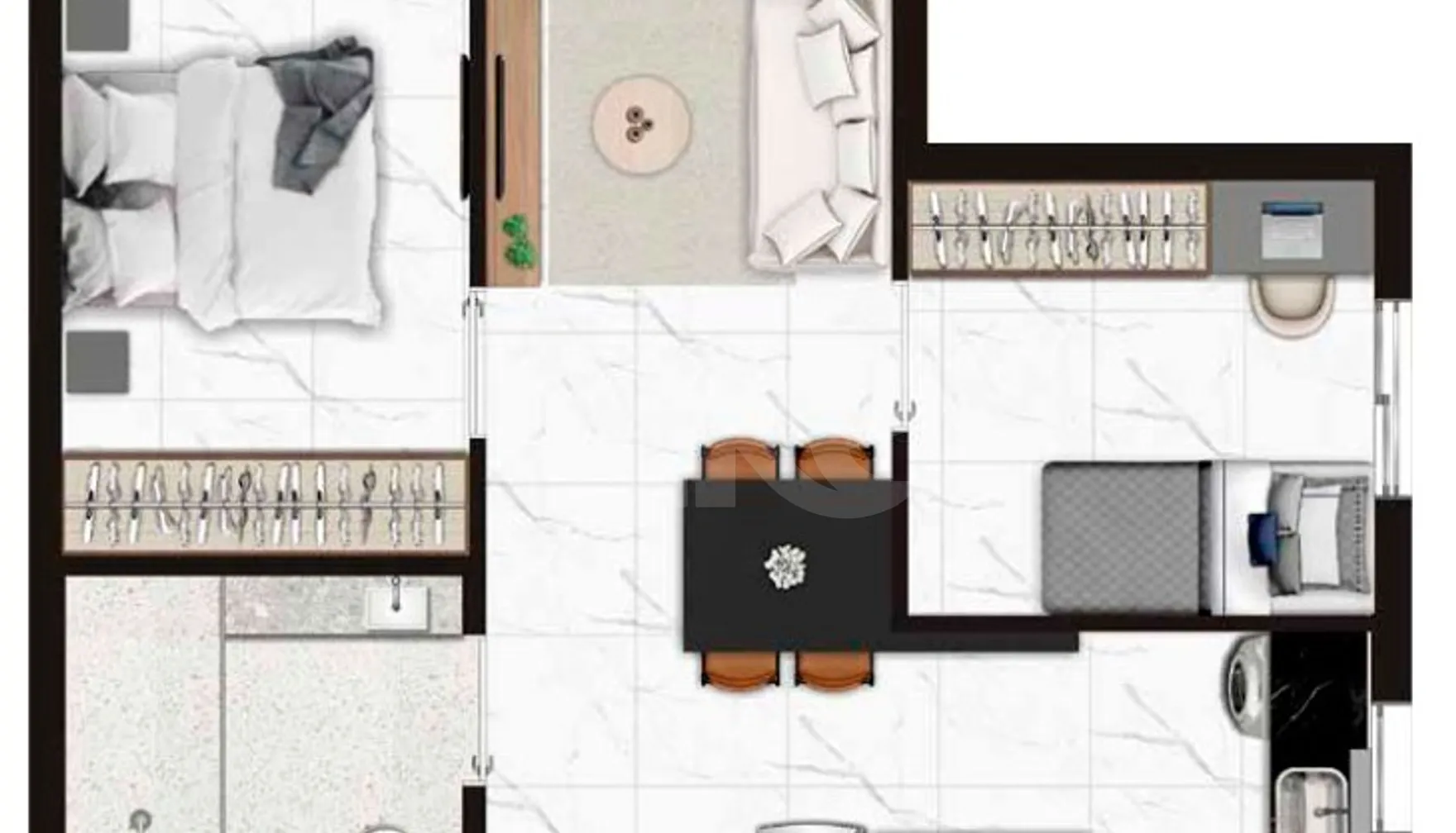 Planta — Apartamento 45,84 m²