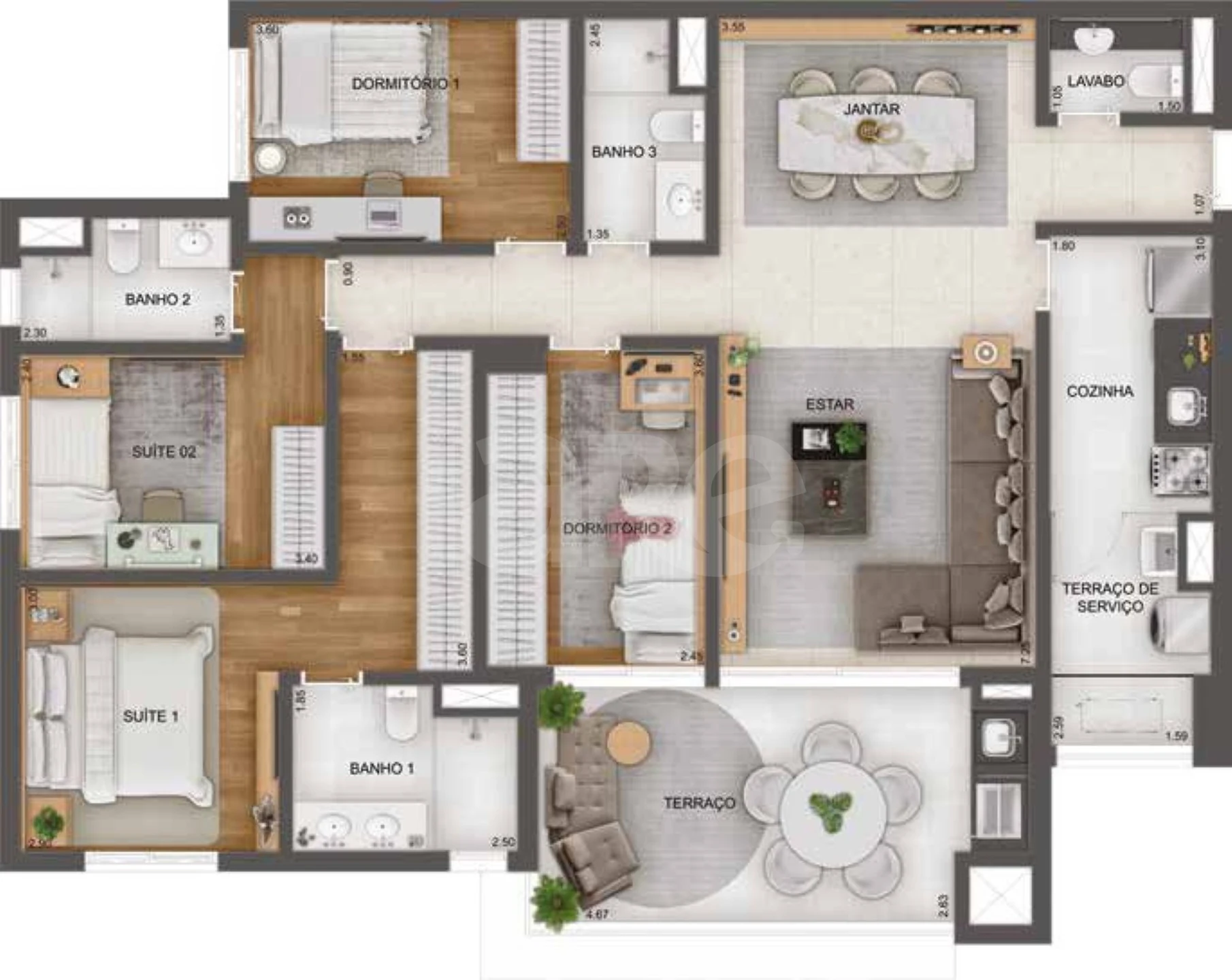 Planta — Apartamento 134 m²