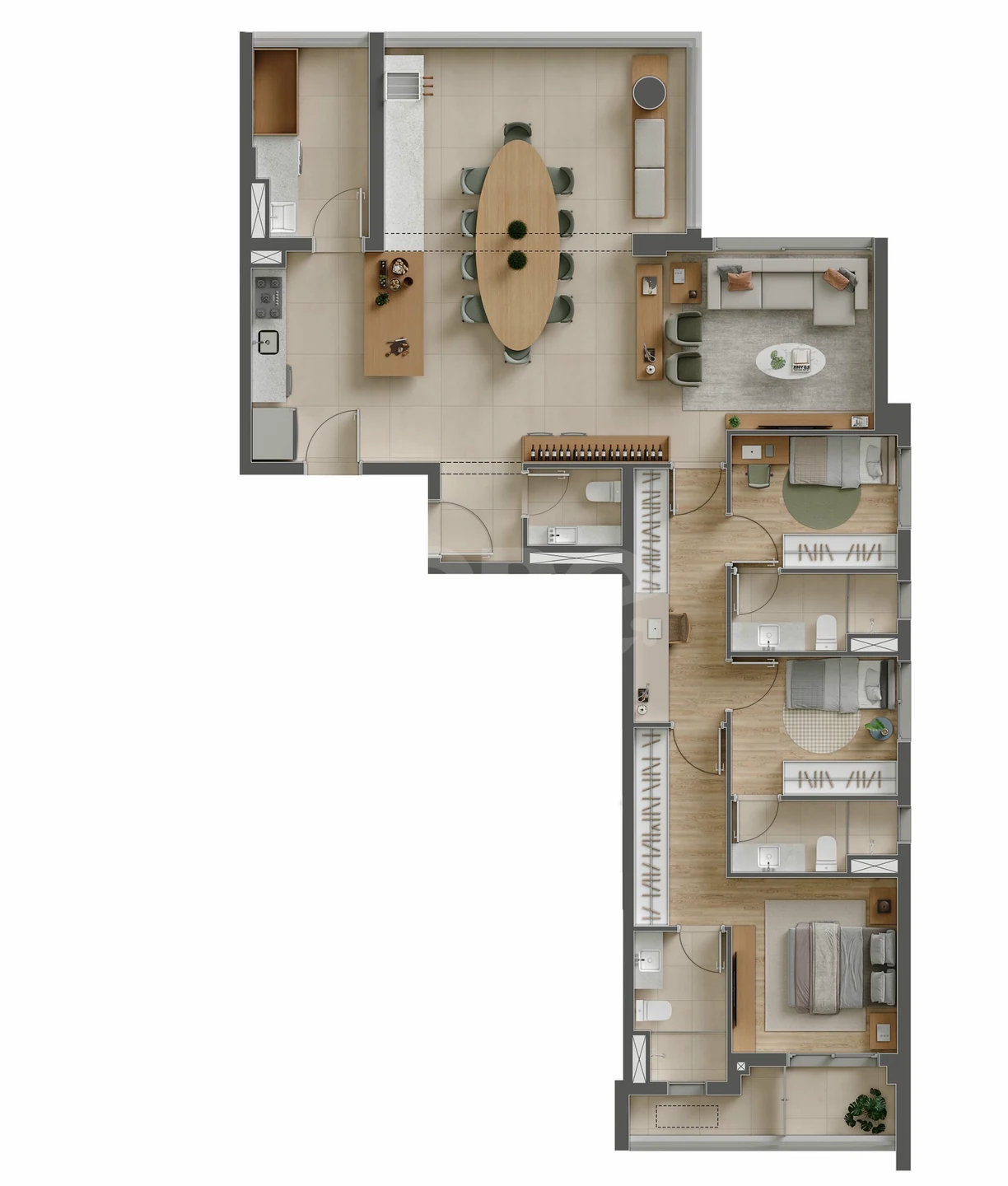 Planta — Apartamento 136,07 m²